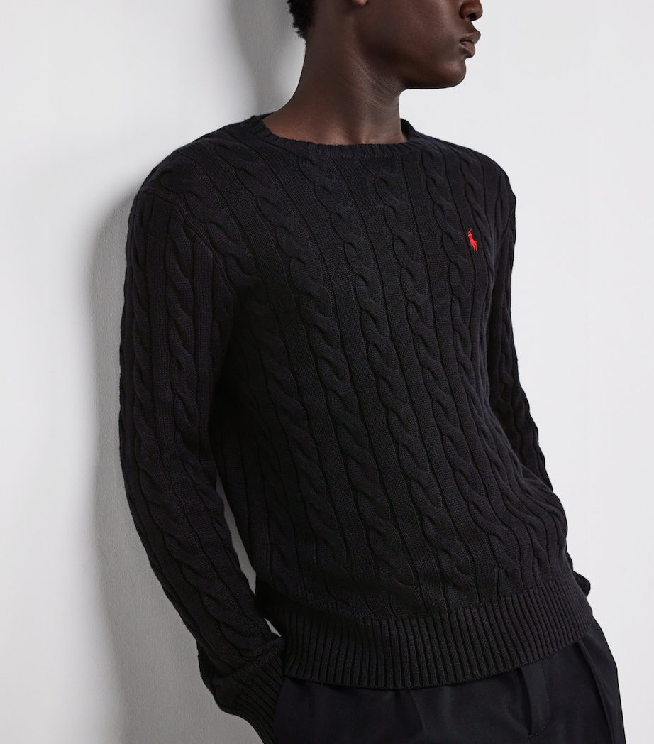 Polo Ralph Lauren Mens Cotton Cable-Knit Sweater Black Image 6