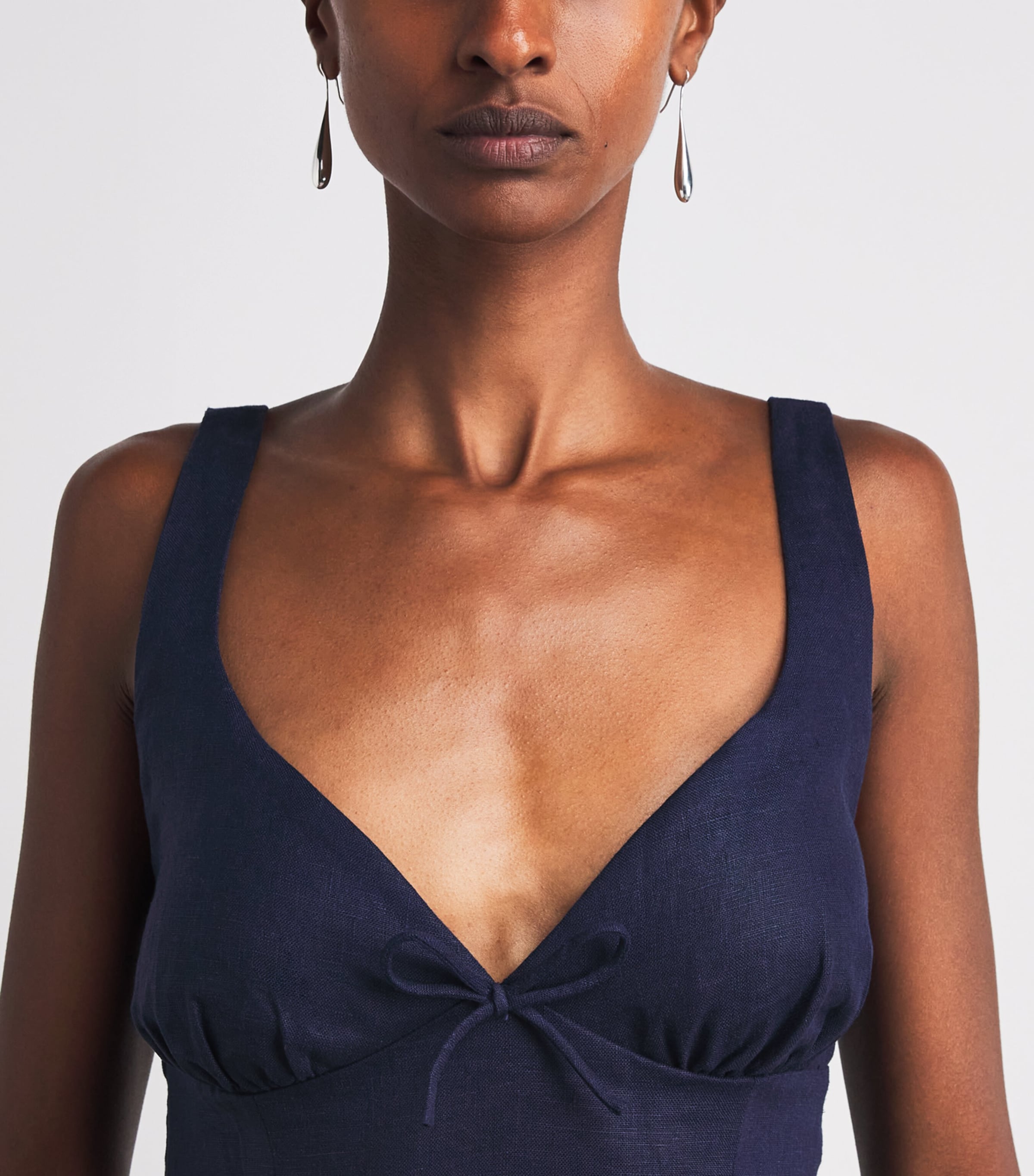 Faithfull The Brand Womens Linen Adalee Midi Dress Navy Image 3