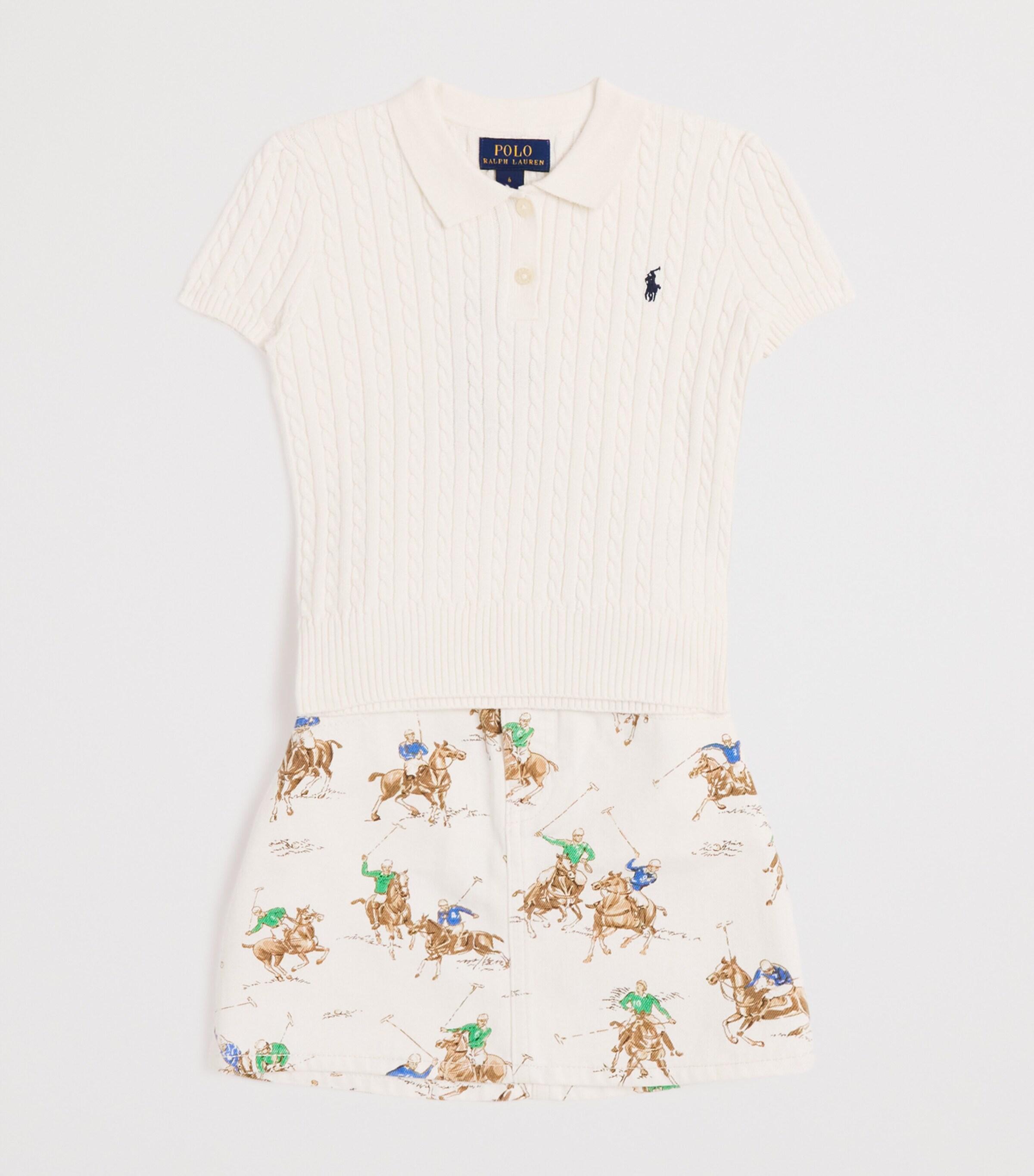 Cotton Cable-Knit Polo Shirt (2-6 Years) WHITE Image 3