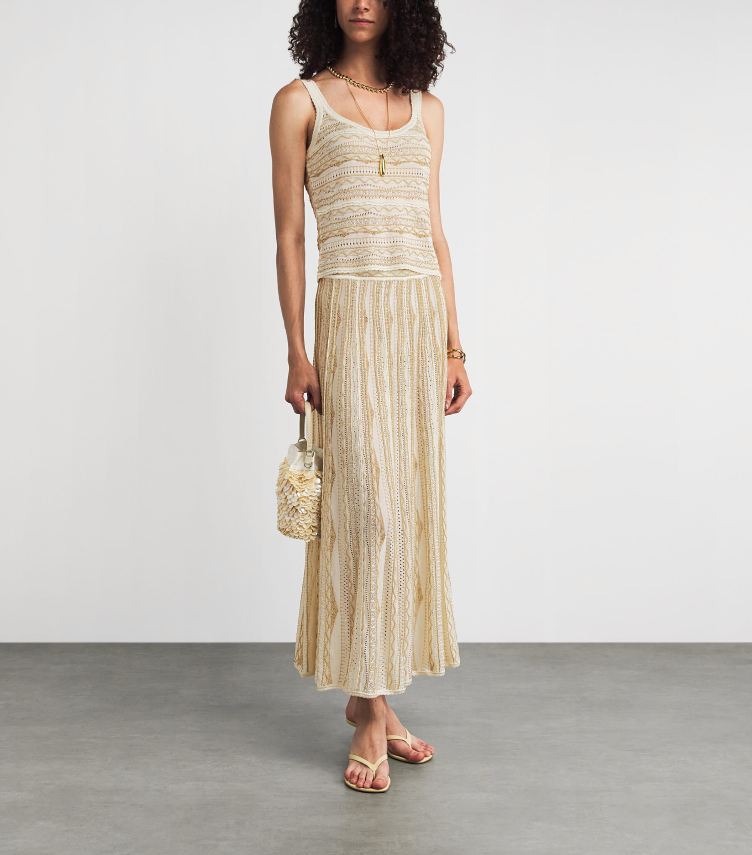 Ulla Johnson Womens Knitted Clio Midi Skirt Conch Image 2