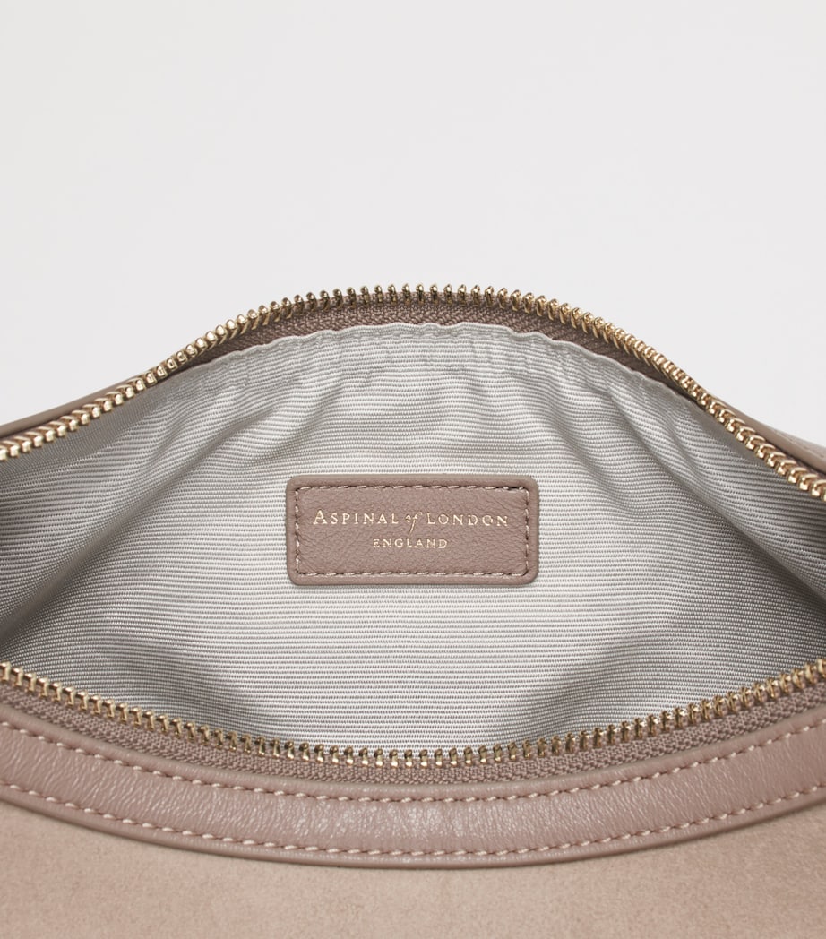 Aspinal Of London Small Leather Soho Crescent Shoulder Bag Moleskin Image 7