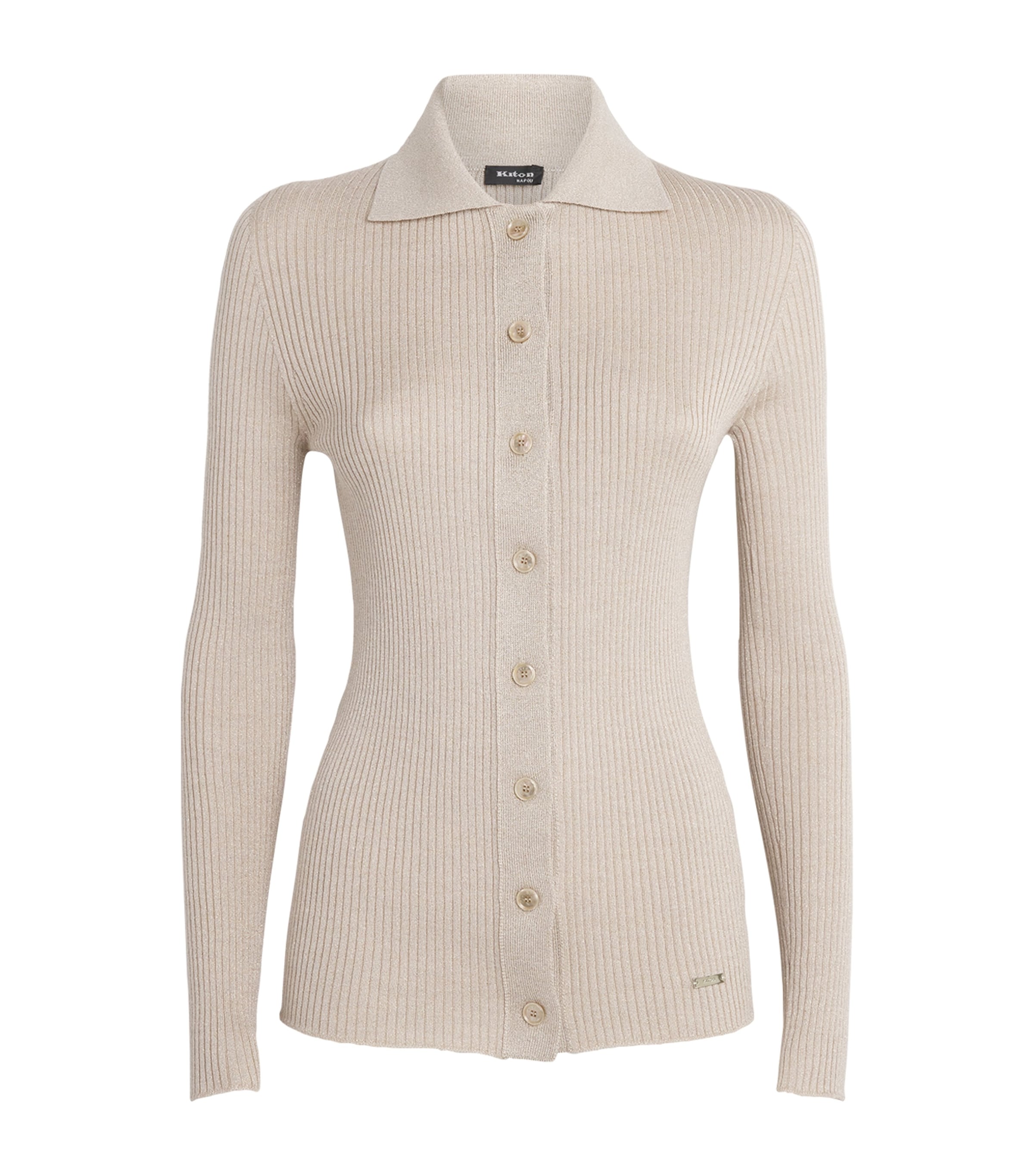 Kiton Wool-blend Shimmer Cardigan In Beige