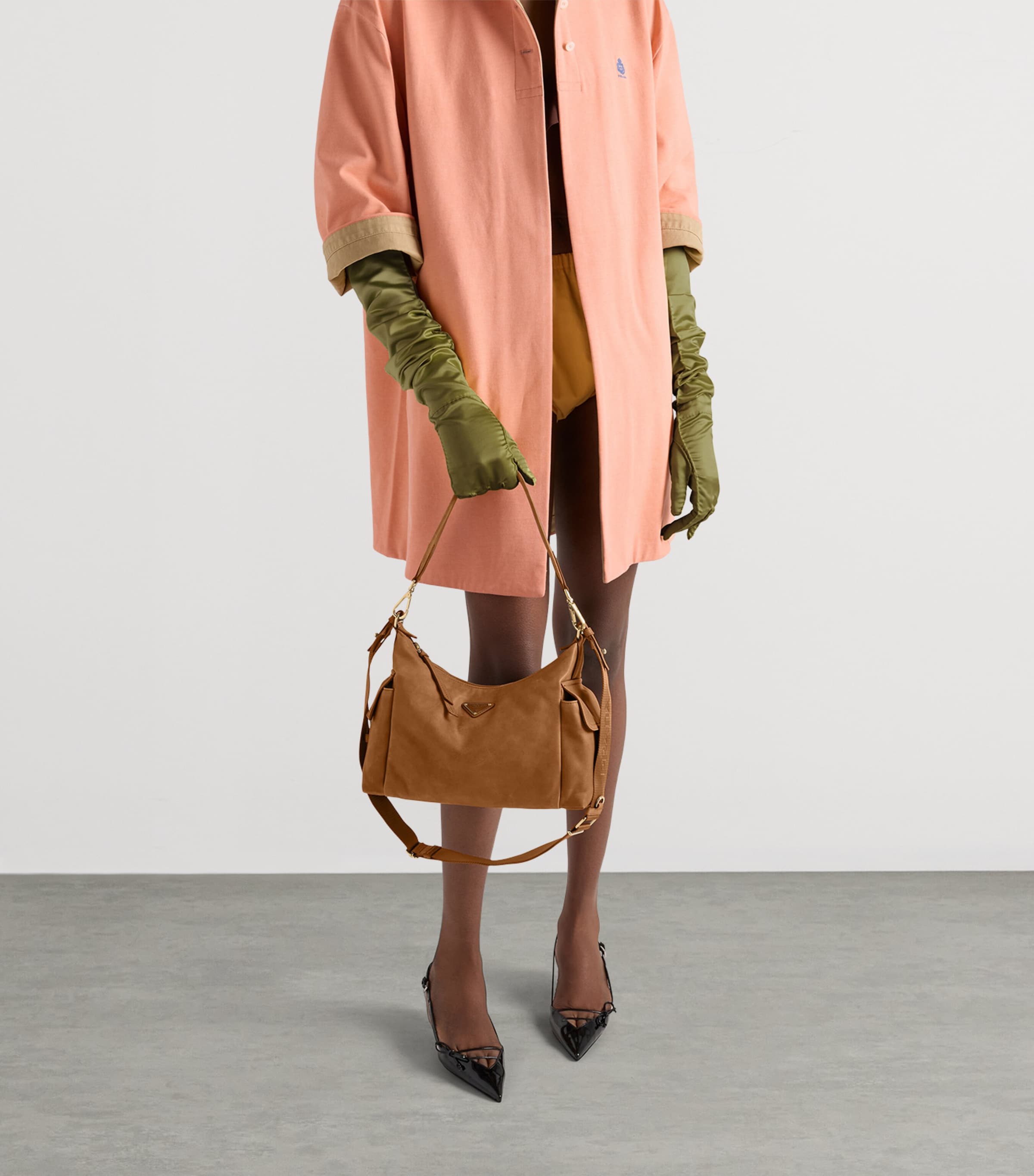 Prada Brown Large Nappa Leather Explore Shoulder Bag | Harrods UK