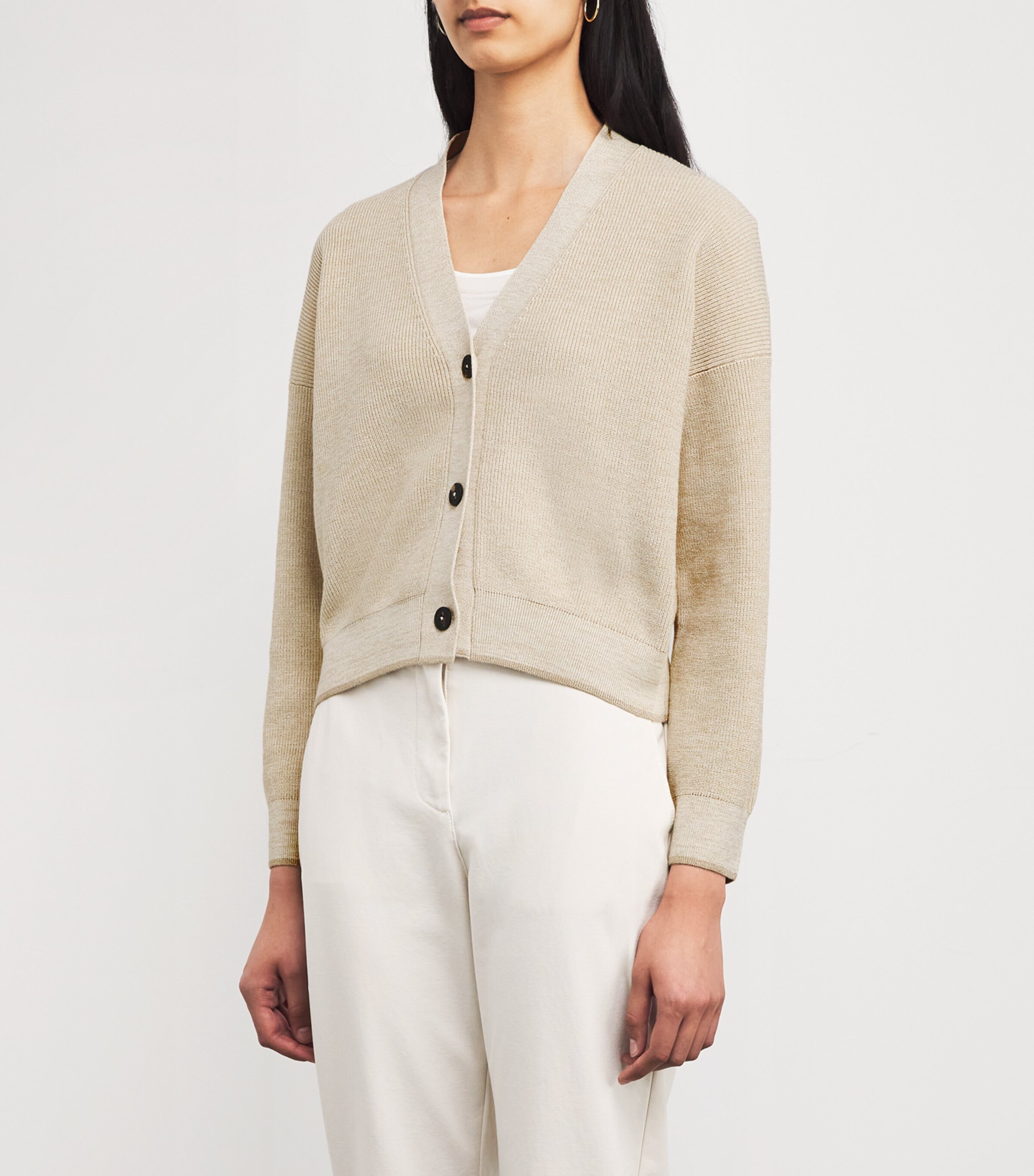 Cotton Metallic Cardigan SABBIA Image 3