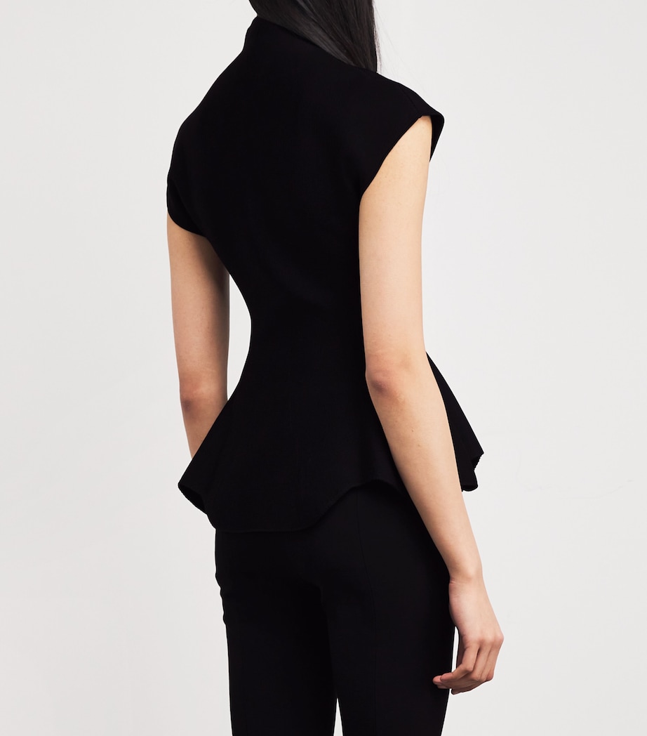 Khaite Womens Knitted Peplum Top Black Image 4
