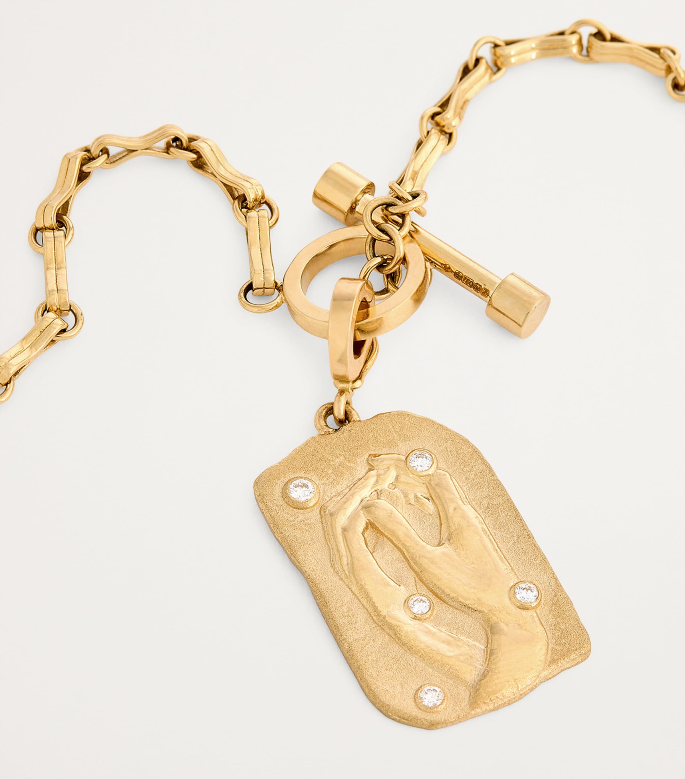 Azlee Large Yellow Gold and Diamond Collide Relic Coin Charm Yellow Gold Image 6