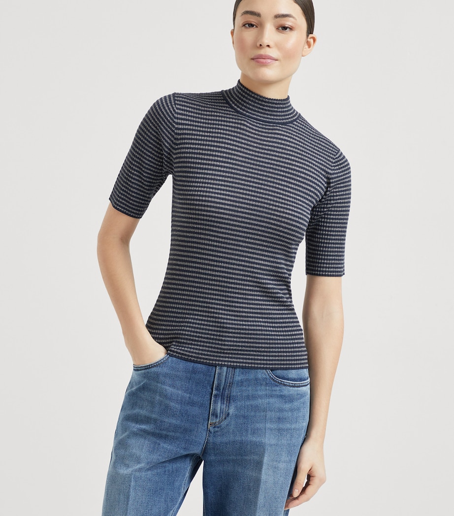 Virgin Wool-Cashmere Sparkling Stripe Sweater CGS61 Image 2