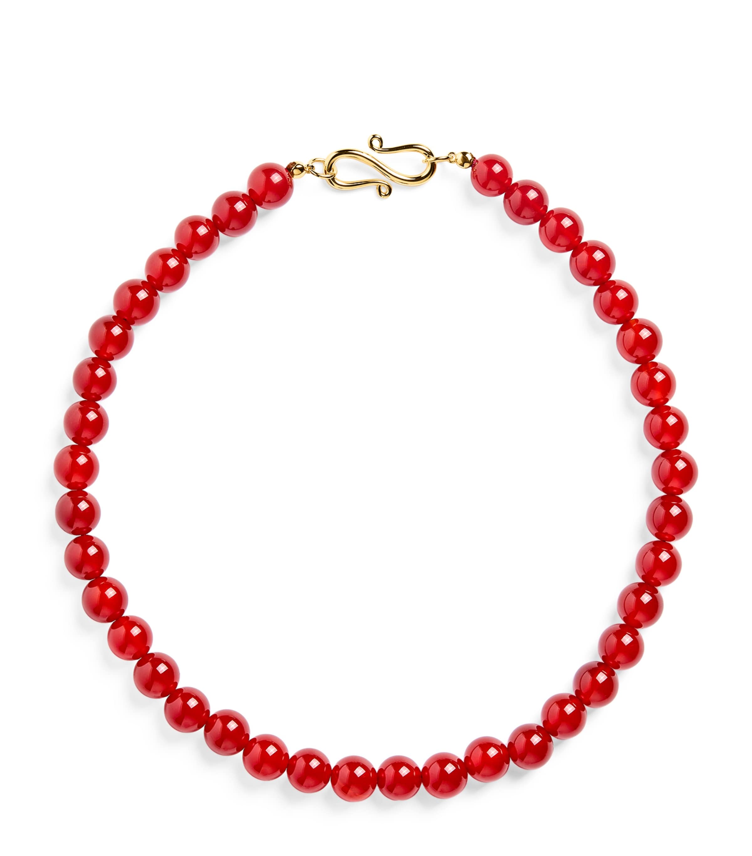 Lie Studio Carnelian Beaded Mary Necklace In Red