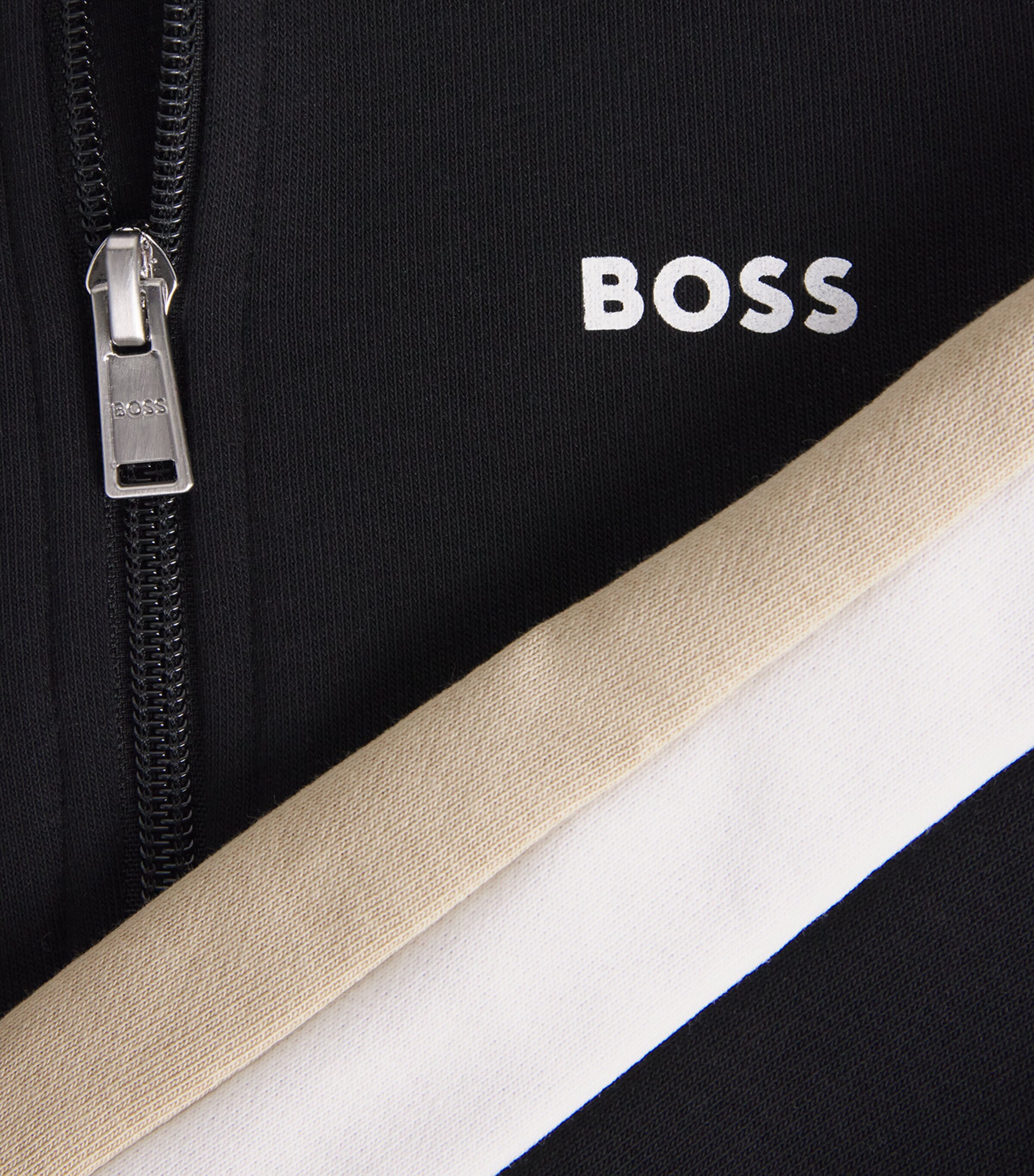 Cotton Stripe Zip-Up Hoodie (4-16 Years) 09BBLACK Image 3