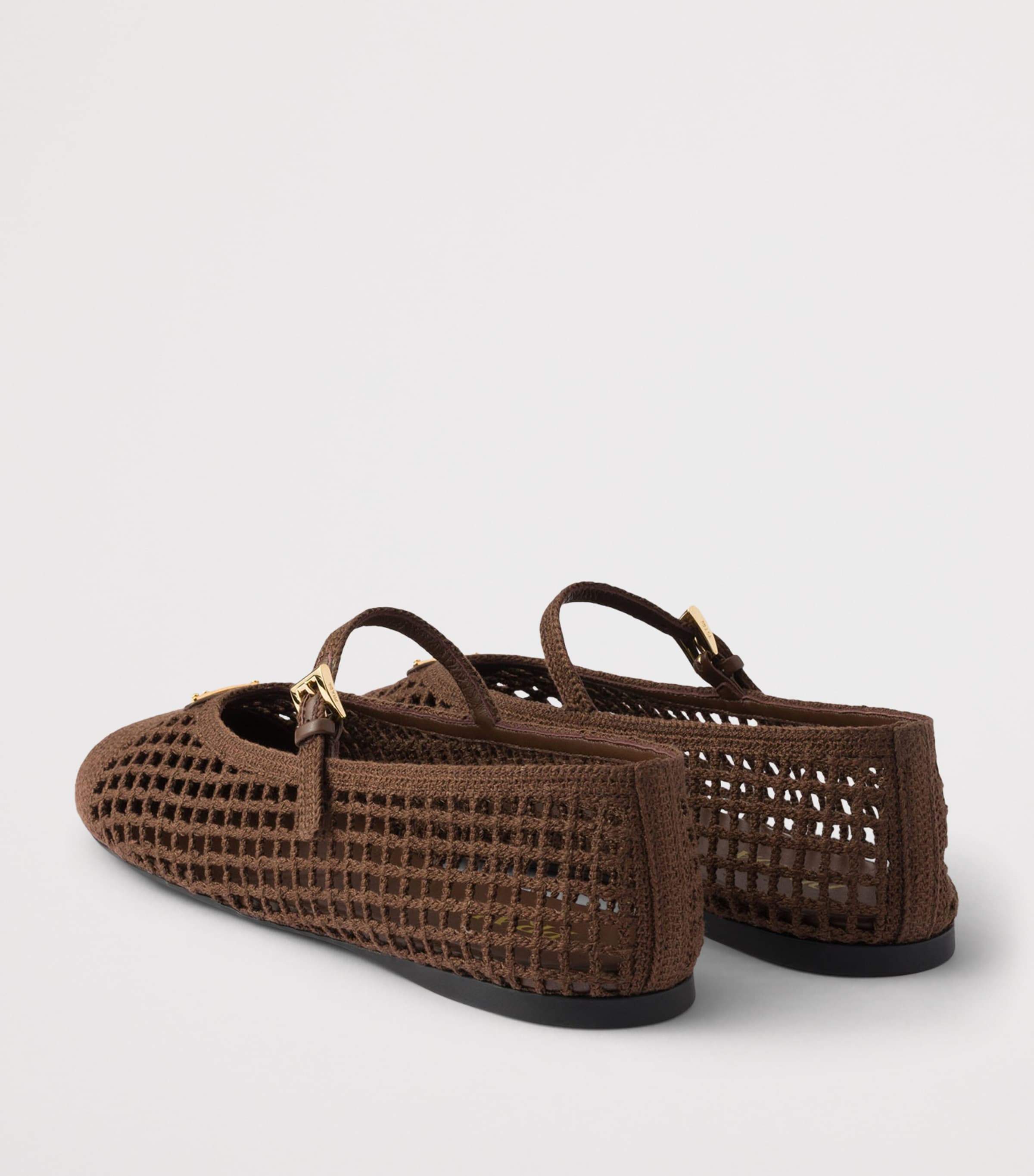 Prada Crochet Triangle Ballet Flats Brown Image 4