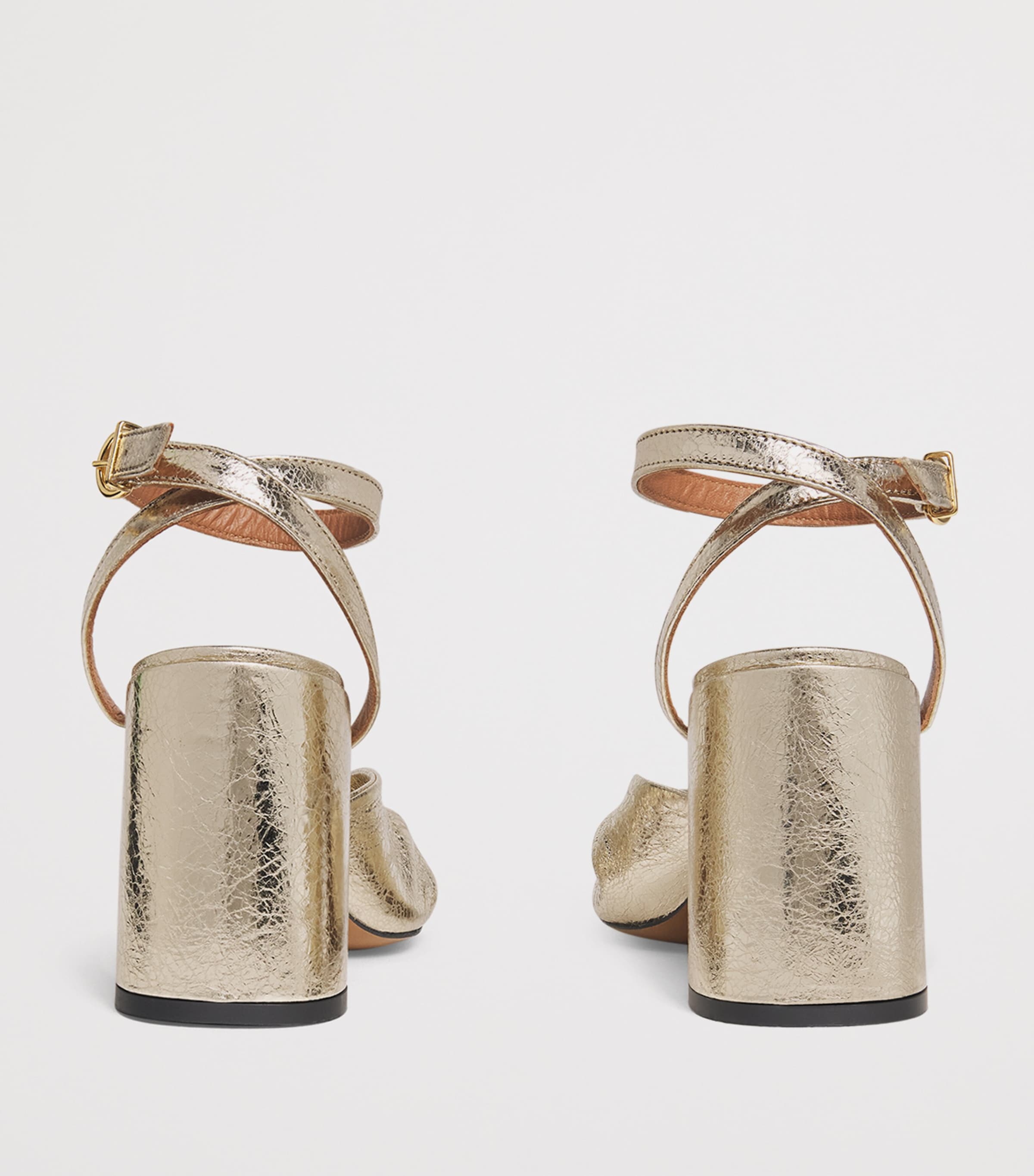 Maje Metallic Leather Twisted Sandals 85 Gold Image 3