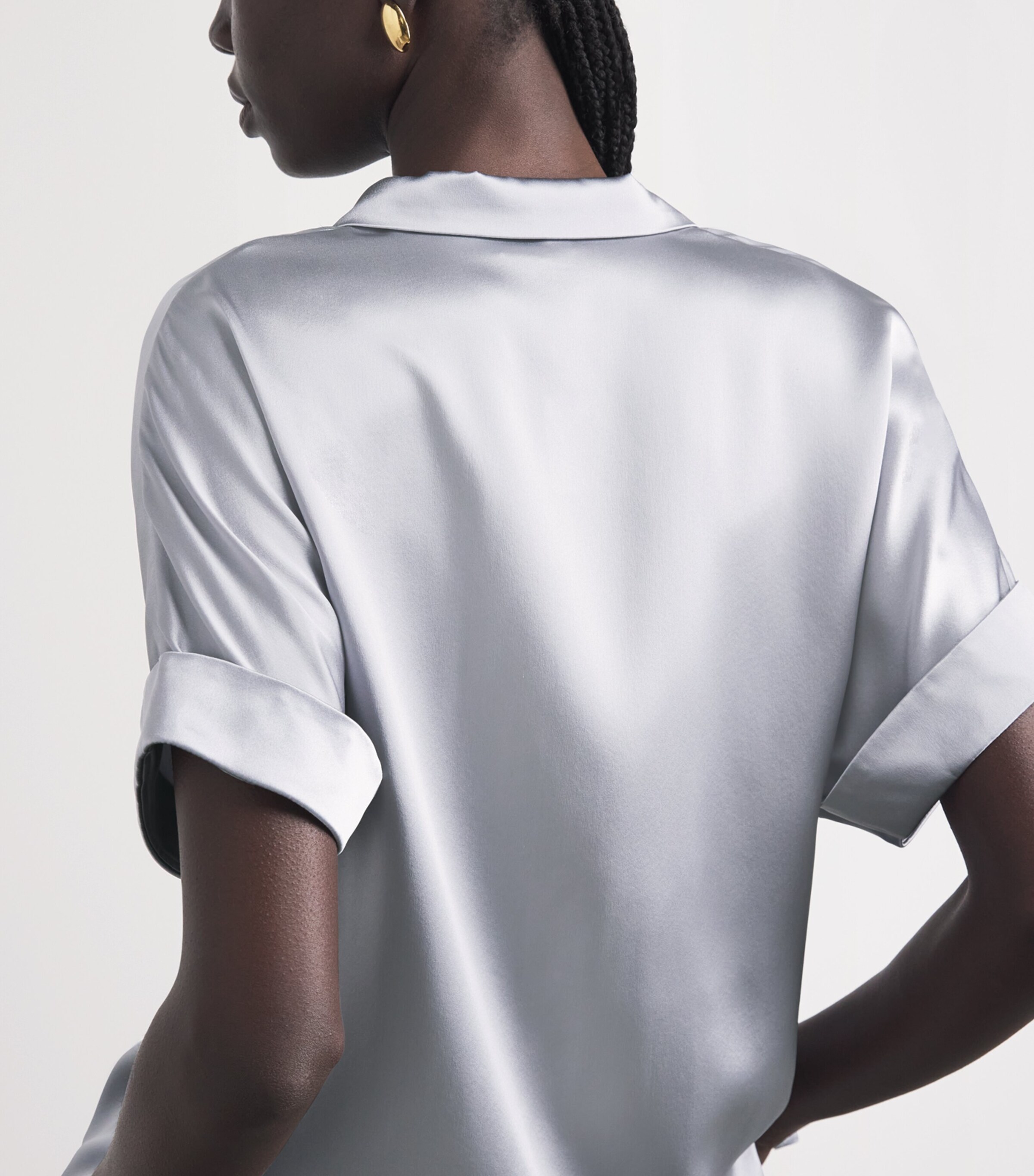 Eleventy Womens Silk Short-Sleeve Shirt Nuvola Image 3
