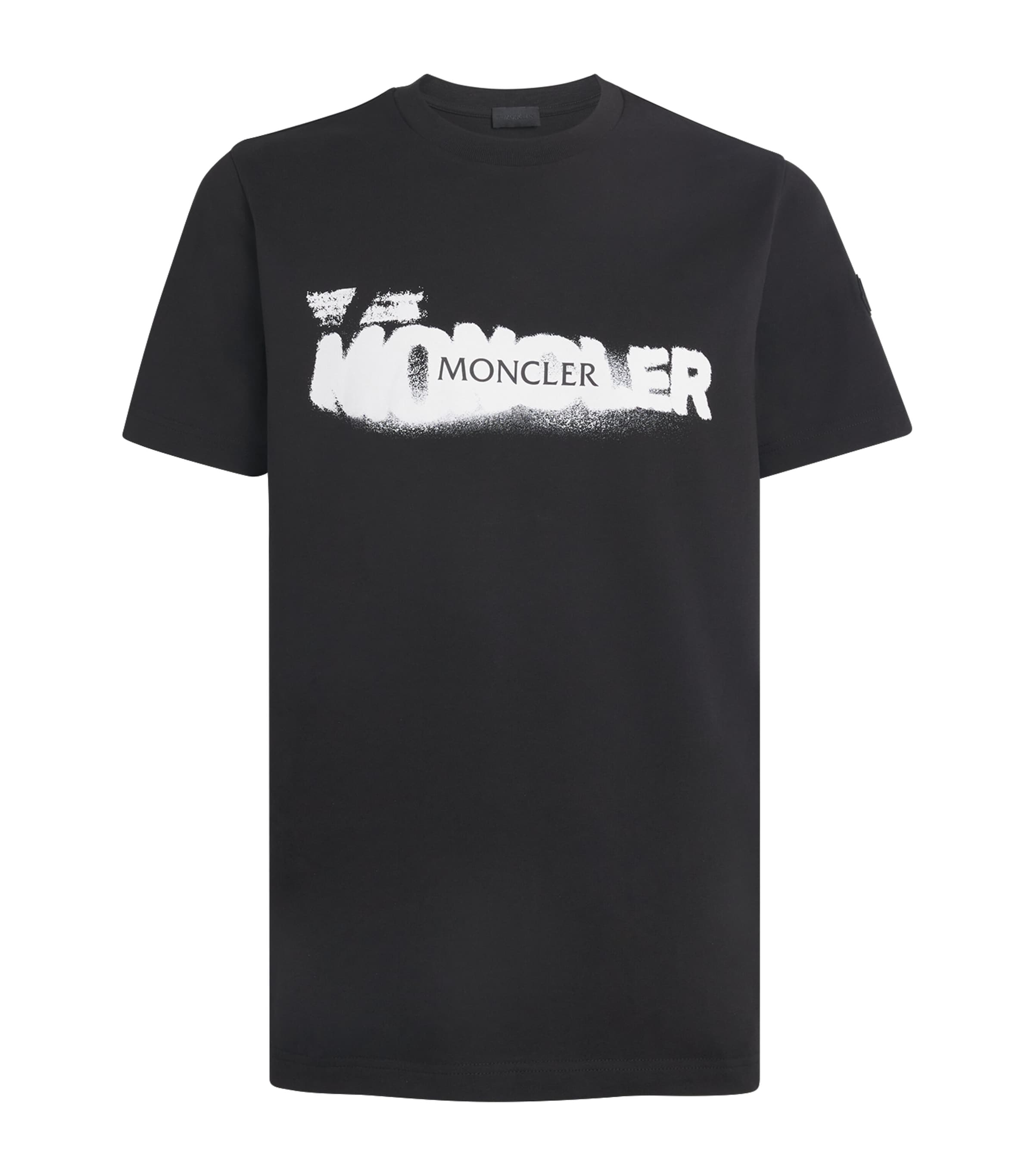 Moncler Spray-print Cotton T-shirt In Black