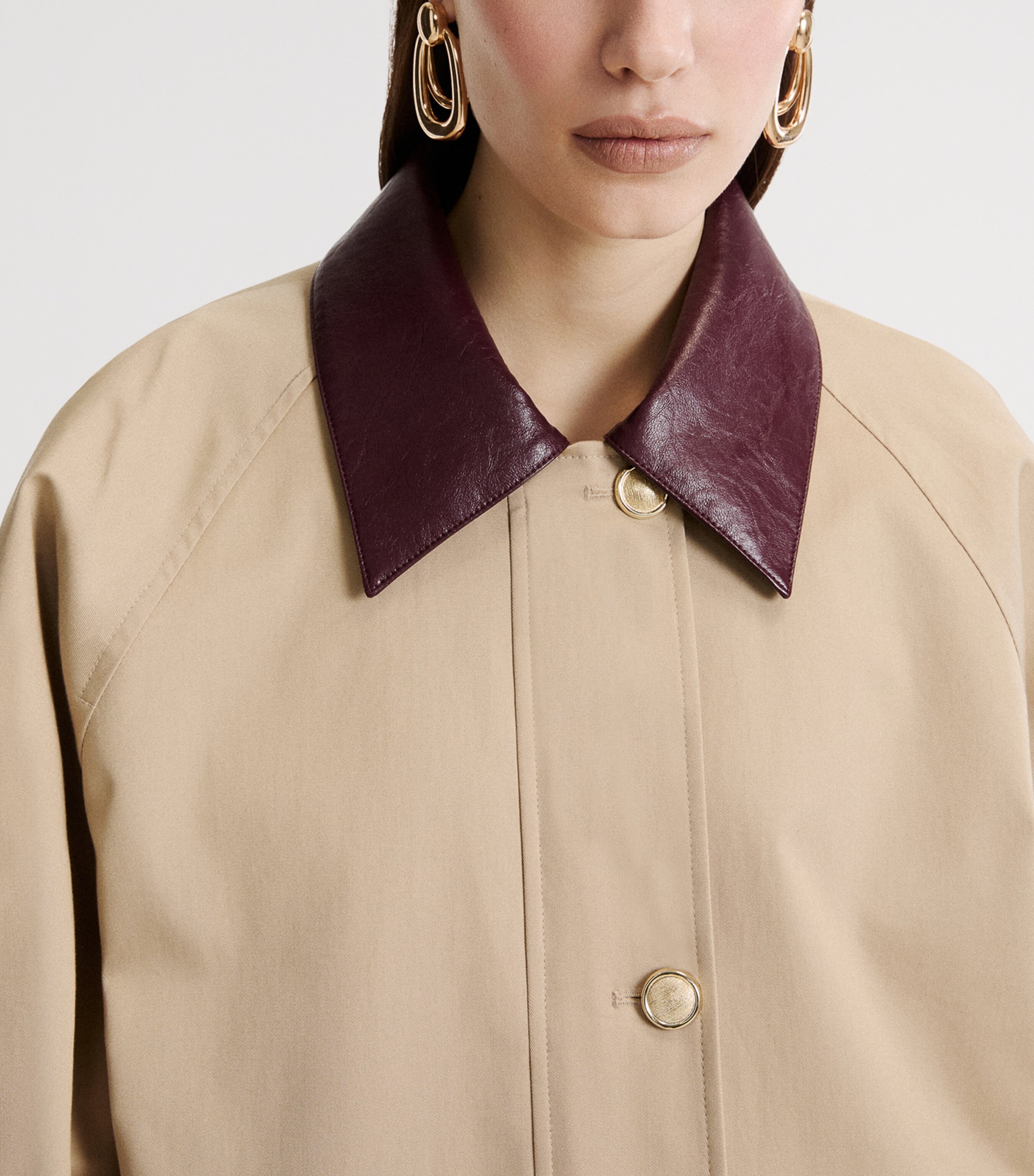 Marella Womens Accent-Collar Trench Coat Beige Image 5