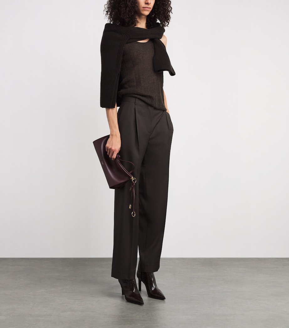 Wool-Blend Sheer Ycaza Tank Top COCOA Image 2