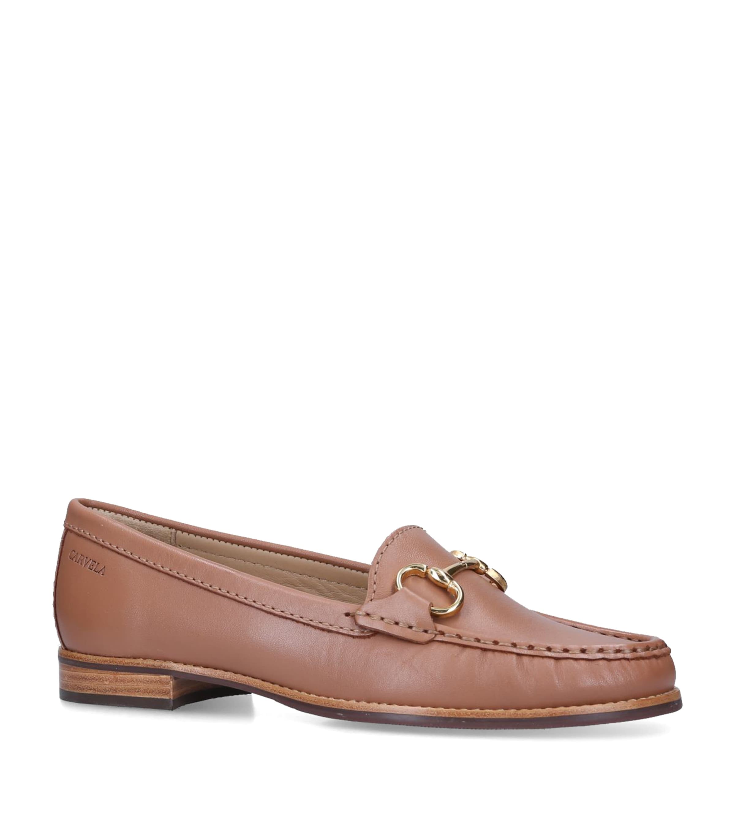 Shop Carvela Leather Click 2 Loafers In Beige