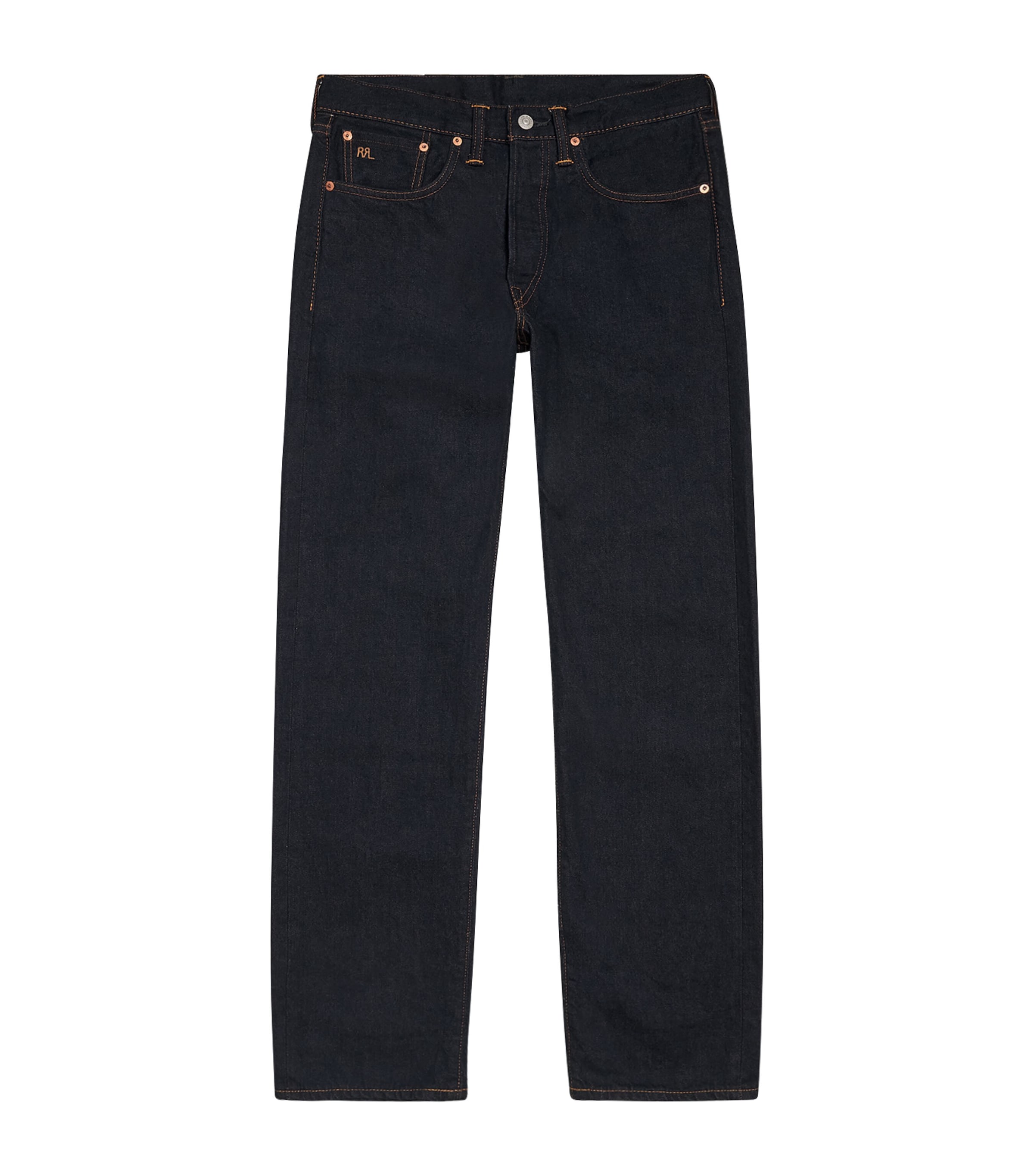 Ralph Lauren Double Rl Selvedge Once-washed Straight Jeans In Black