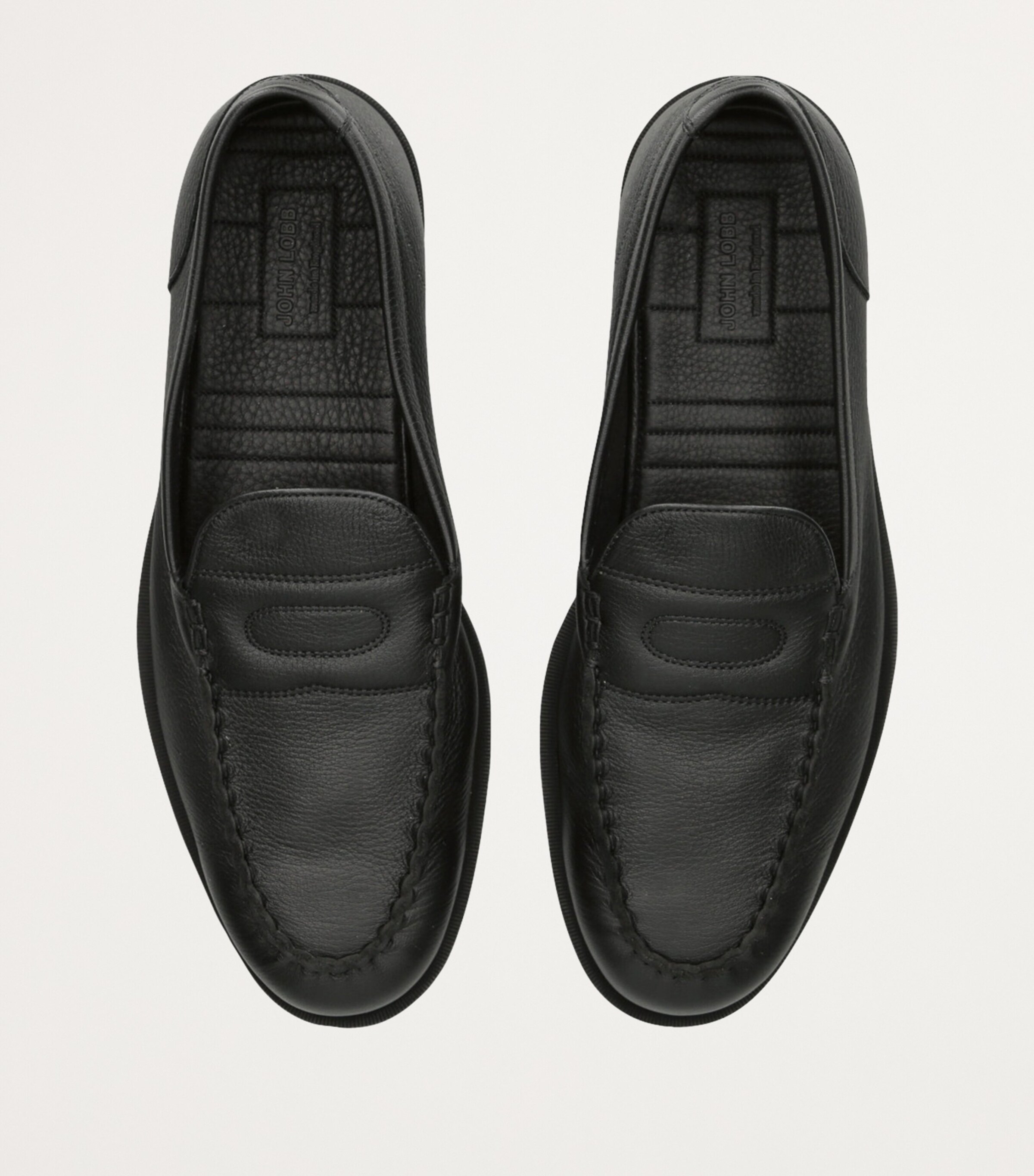 John Lobb Black Leather Pace Loafers | Harrods UK