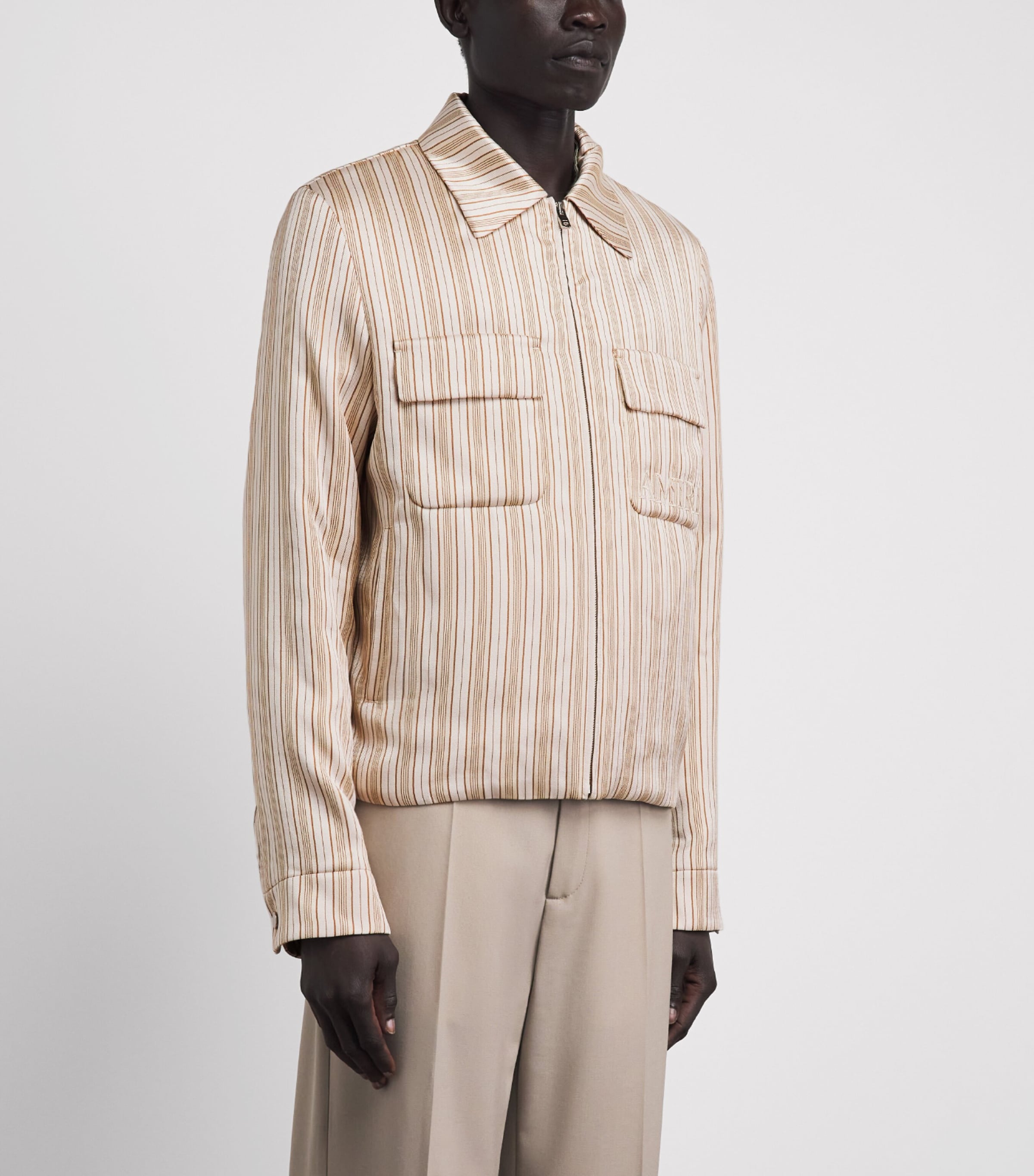 AMIRI Mens Stripe Logo Jacket Alabaster Image 4