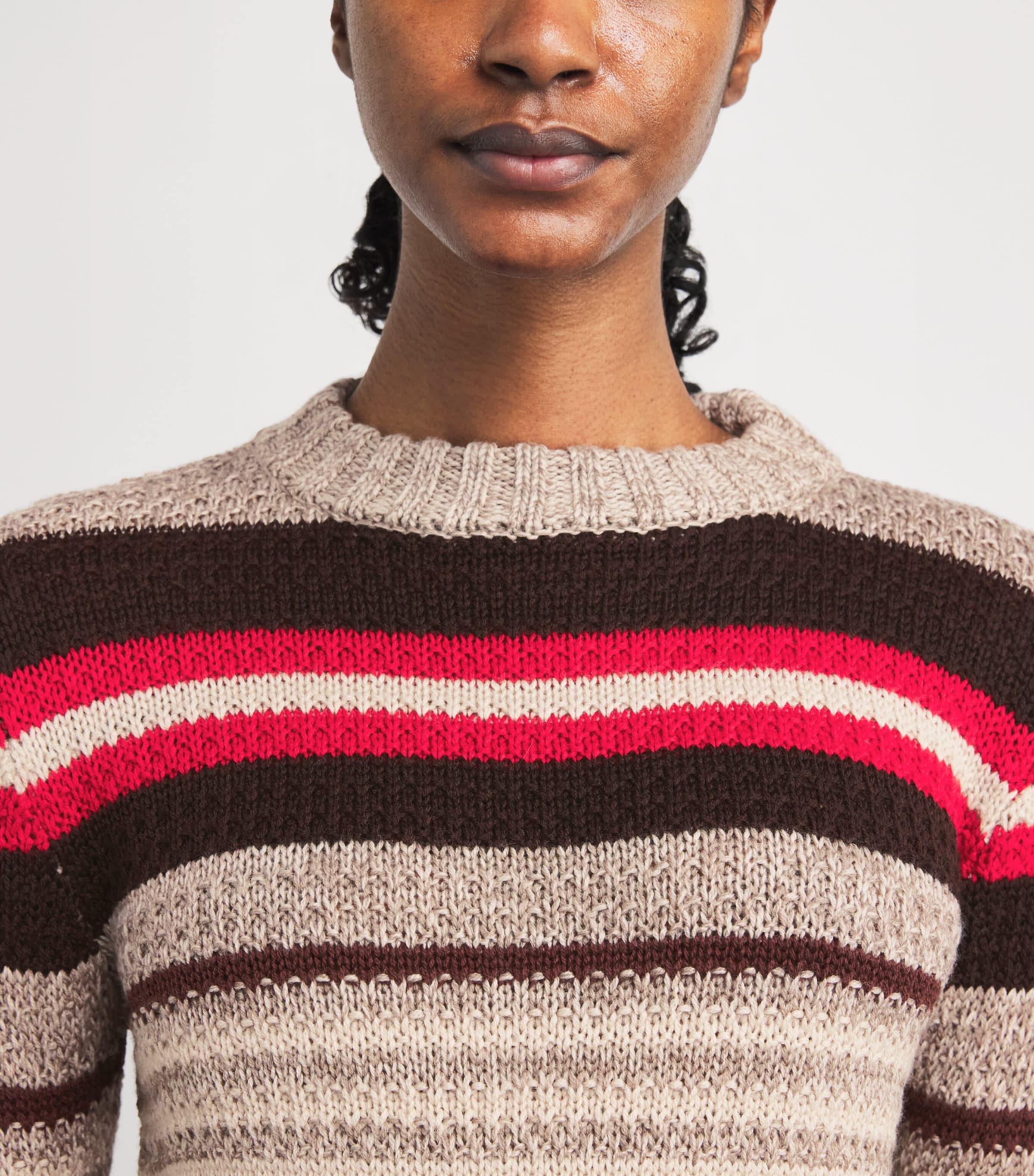 Virgin Wool Striped Sweater RED Image 6