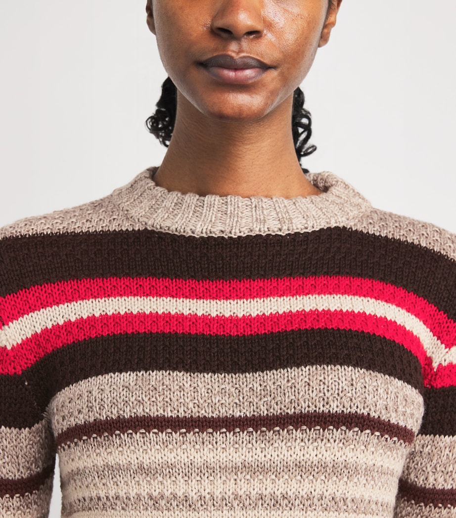 Virgin Wool Striped Sweater RED Image 6