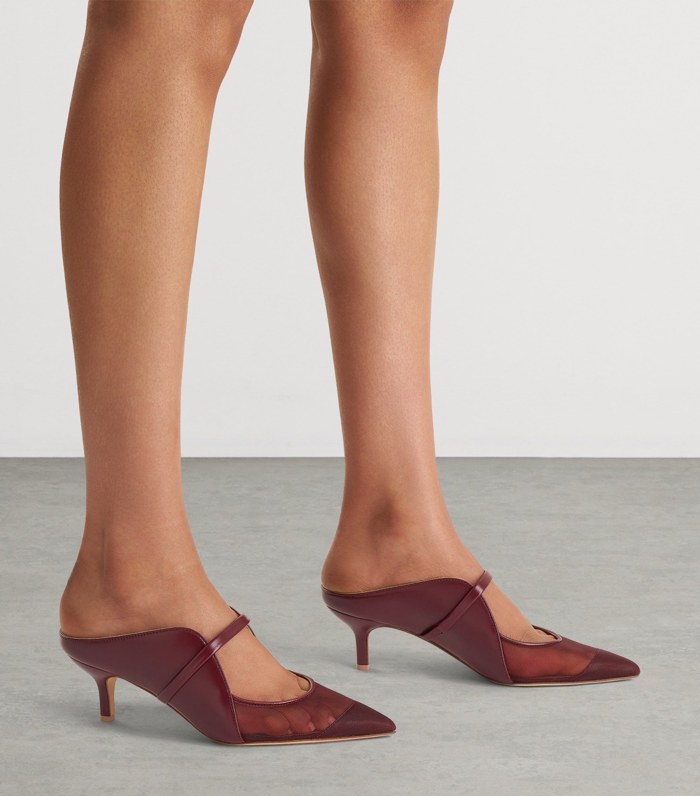 Malone Souliers Leather and Mesh Maureen Heeled Mules 45 Rosewood Image 2