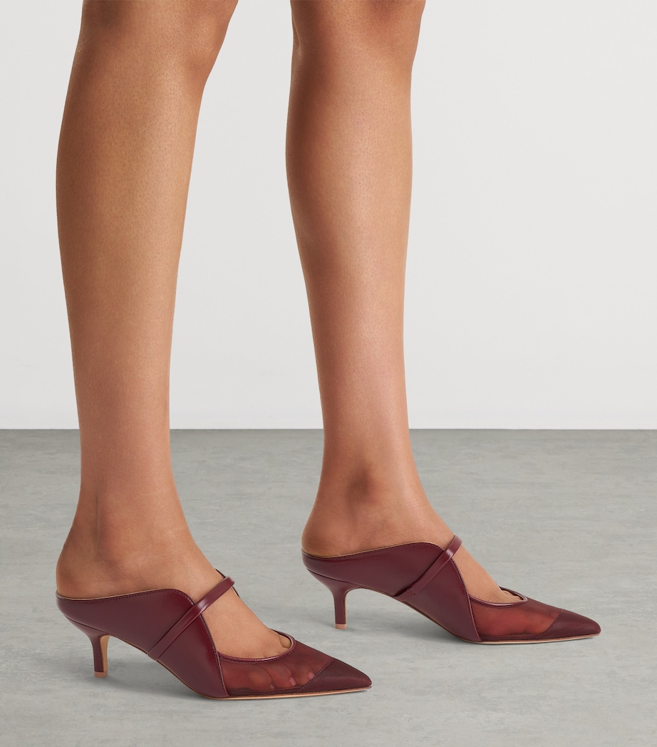 Malone Souliers Leather and Mesh Maureen Heeled Mules 45 Rosewood Image 2