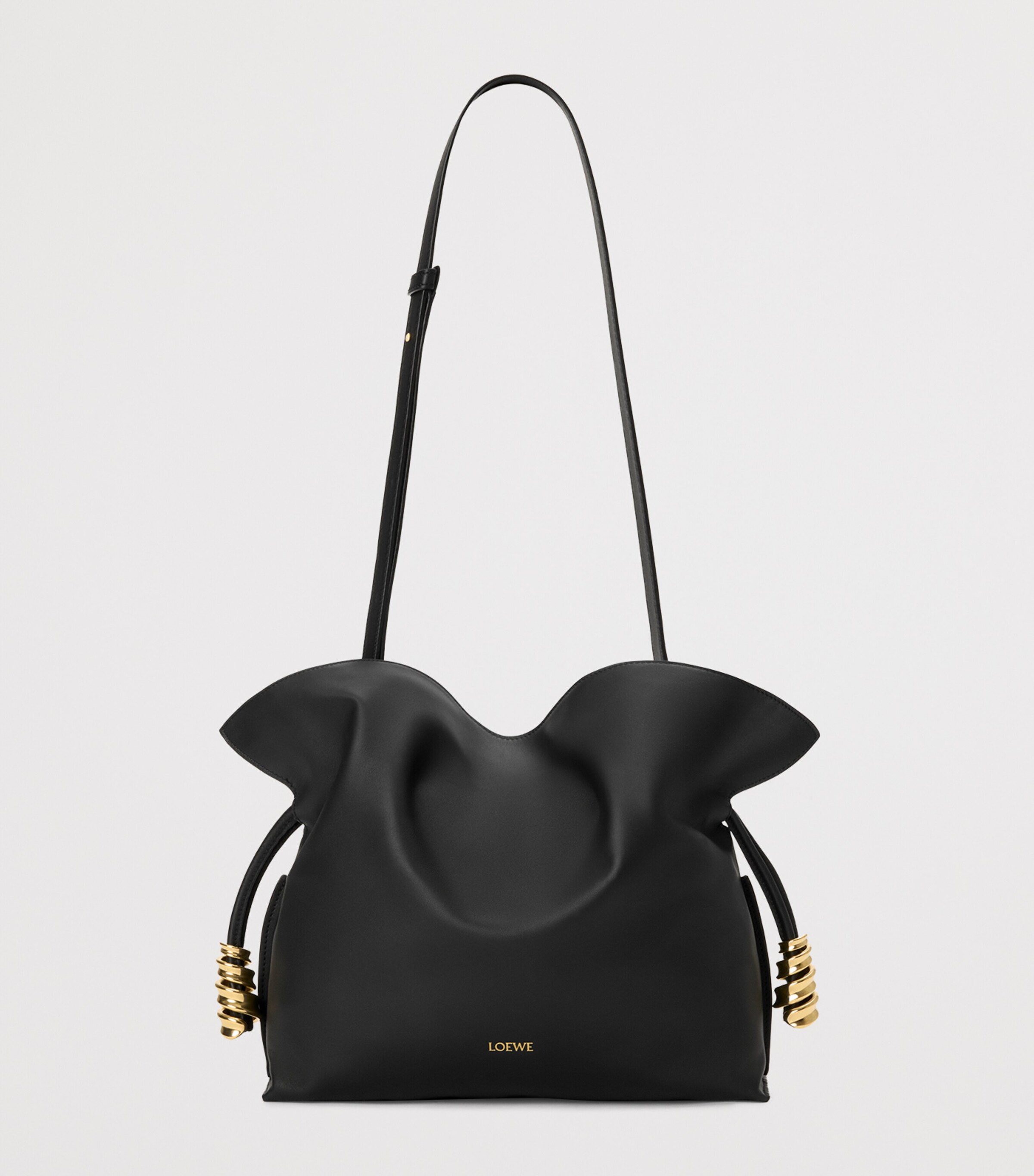 LOEWE Medium Leather Flamenco Clutch Bag Black Image 4