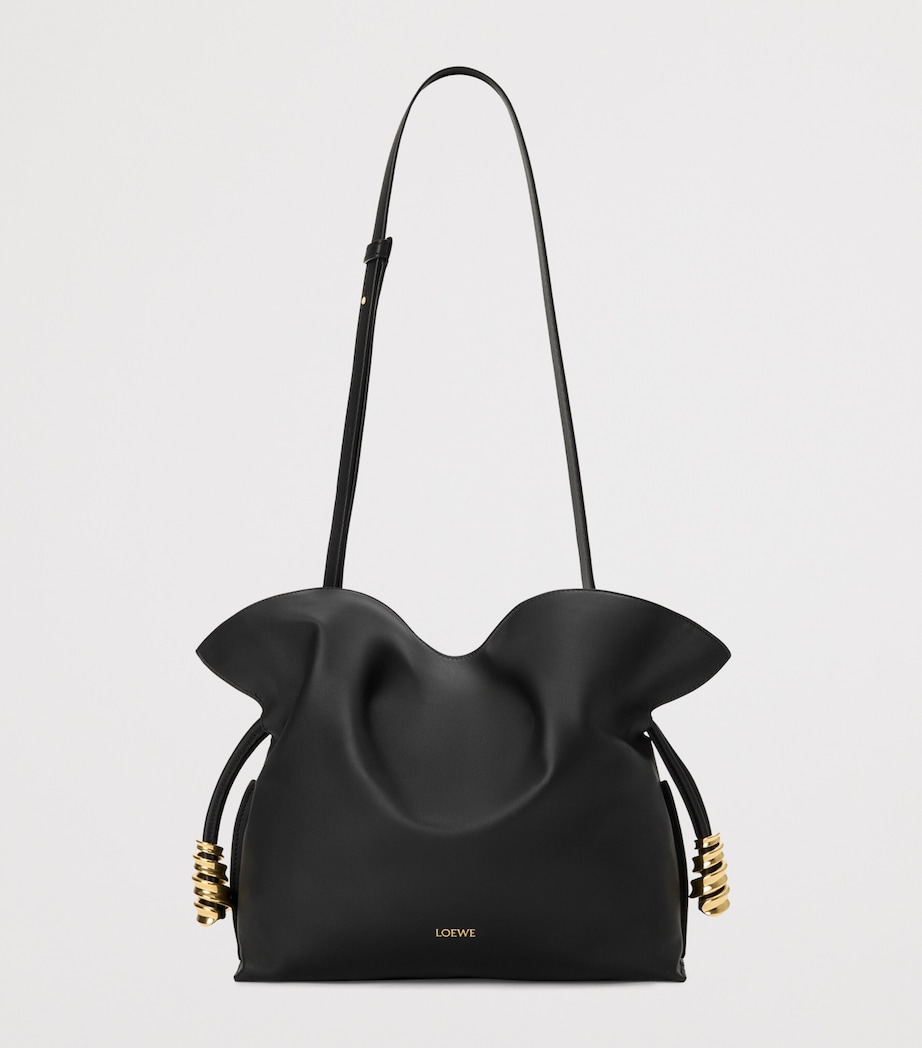 LOEWE Medium Leather Flamenco Clutch Bag Black Image 4