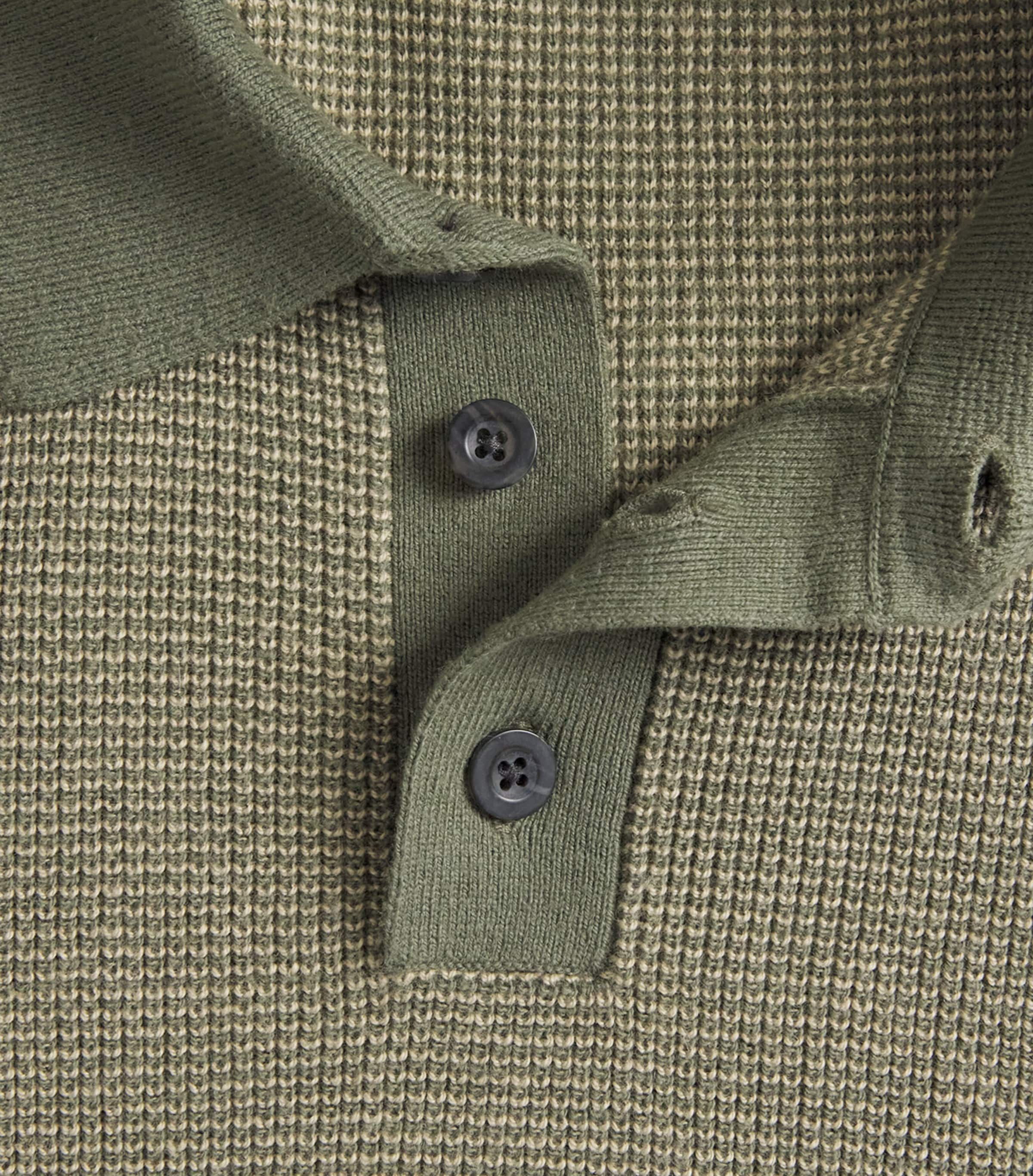 Vince Mens Cotton-Cashmere Polo Shirt Coultr Grn/dsrt Brsh Image 6