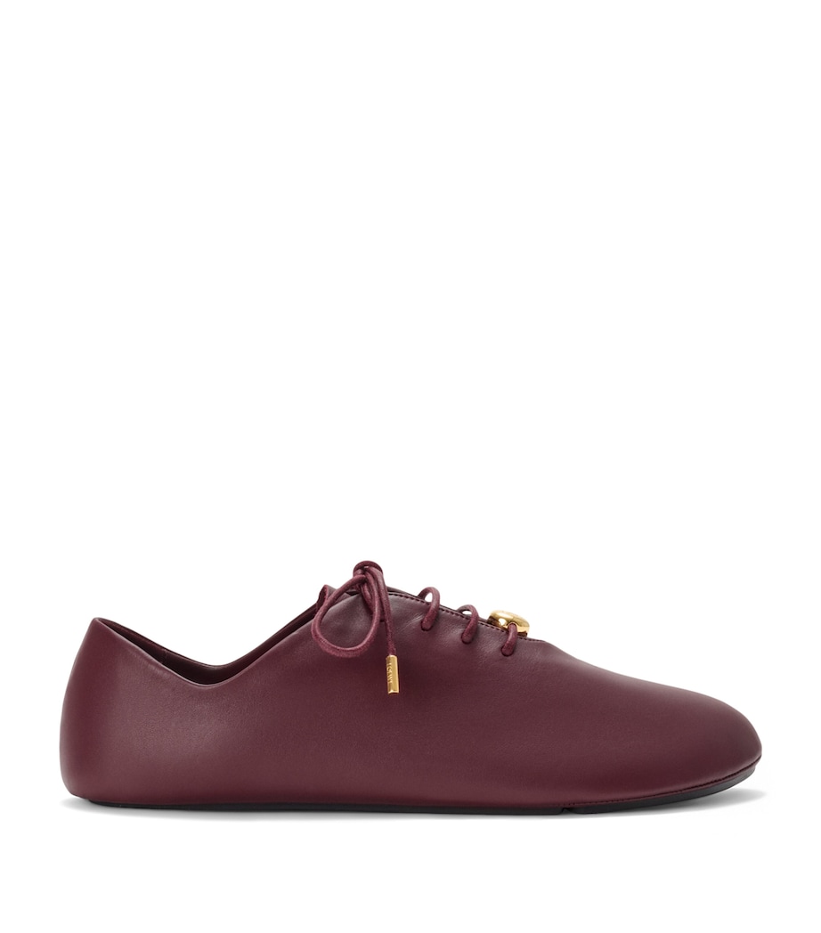 LOEWE Leather Pebble Soft Lace-Up Shoes Dark Burgundy Image 1