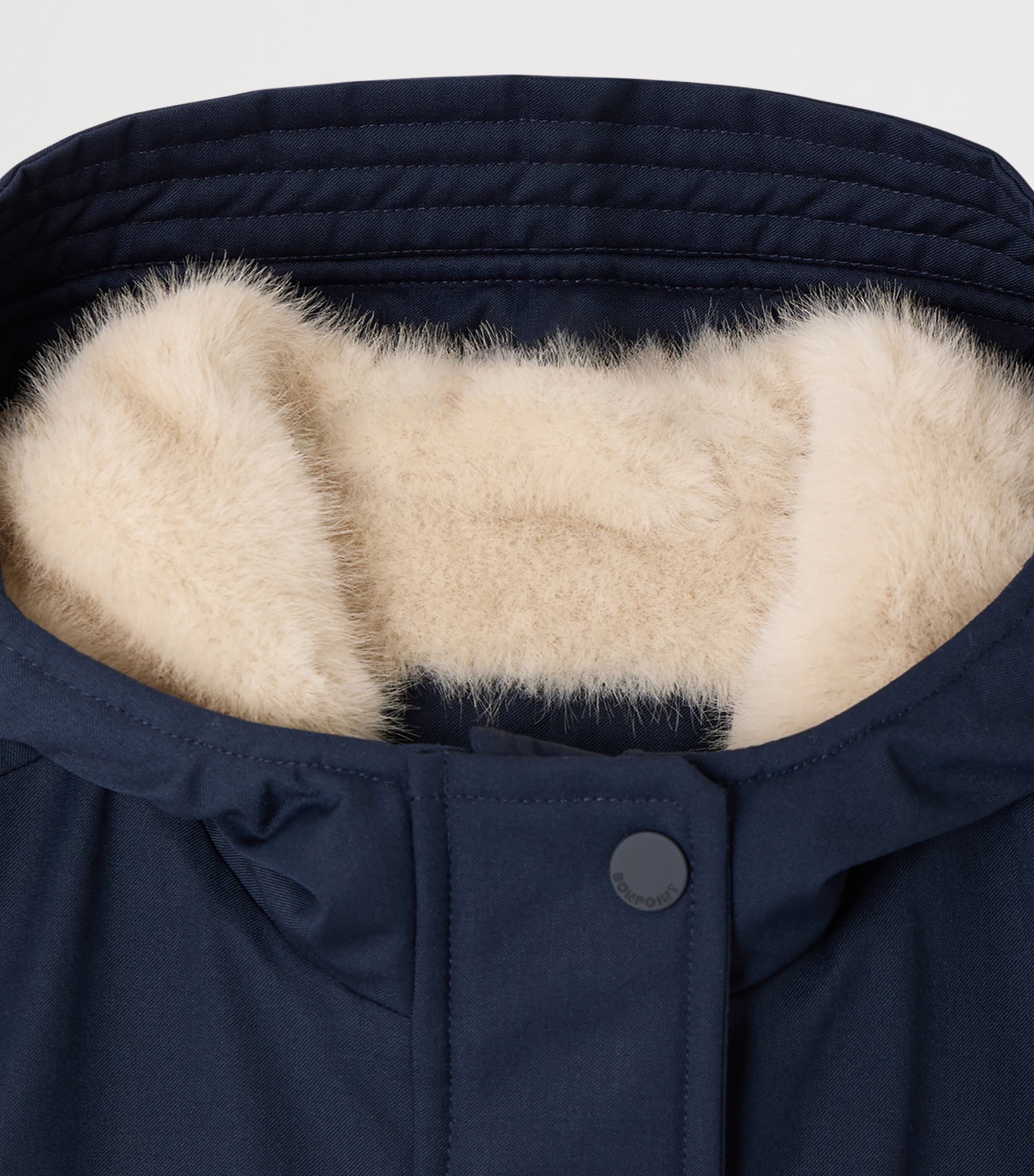 Bonpoint Faux Fur-Lined Hooded Coat (4-8 Years) Marine Image 3