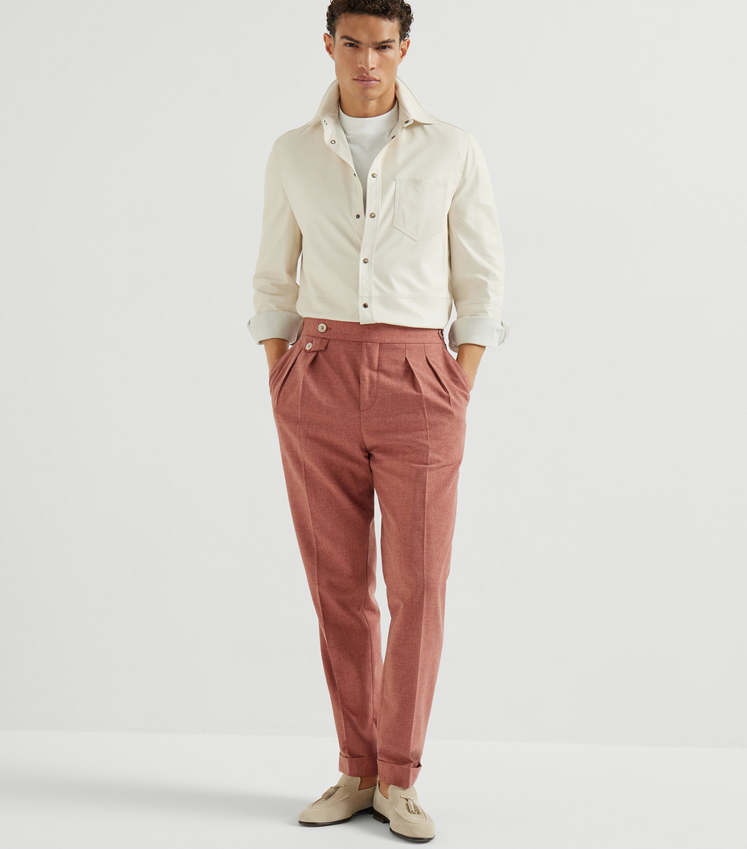 Brunello Cucinelli Mens Wool-Cotton-Silk Tailored Trousers Image 5