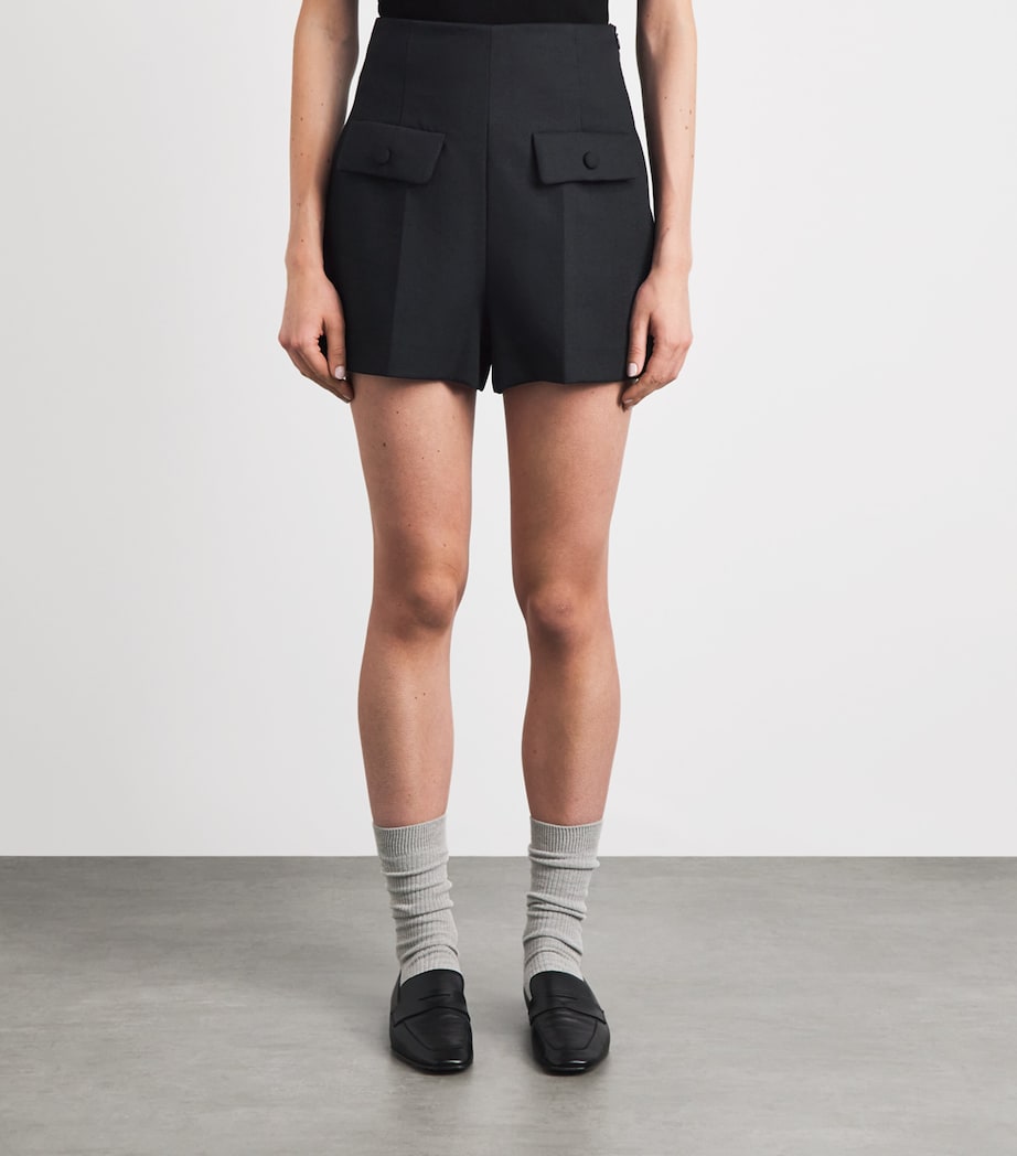 Sandro Paris Womens Wool High-Rise Shorts Black Image 4