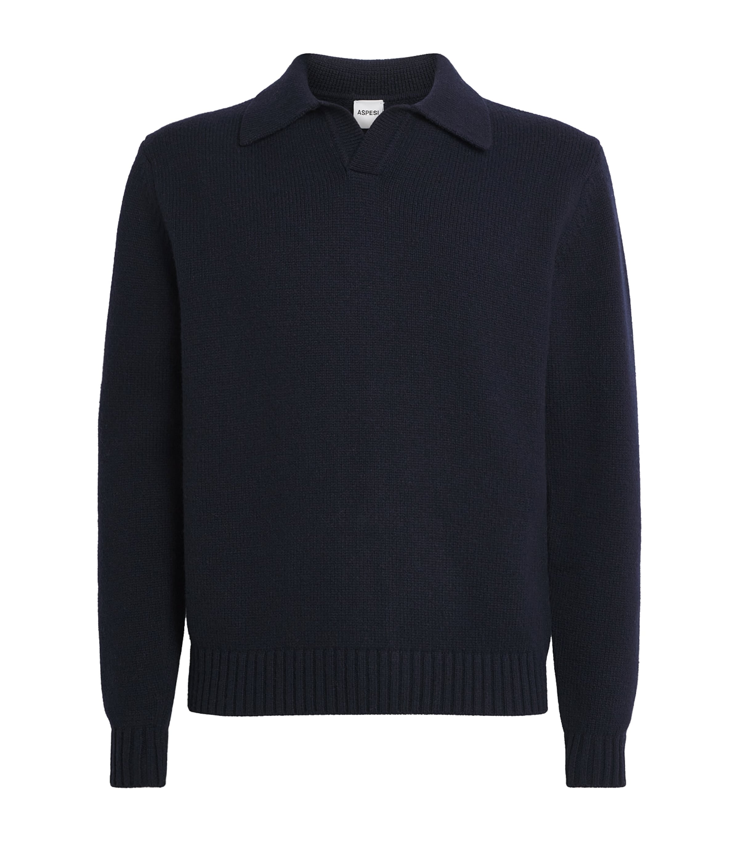 Aspesi Wool-blend Open Collar Sweater In Black