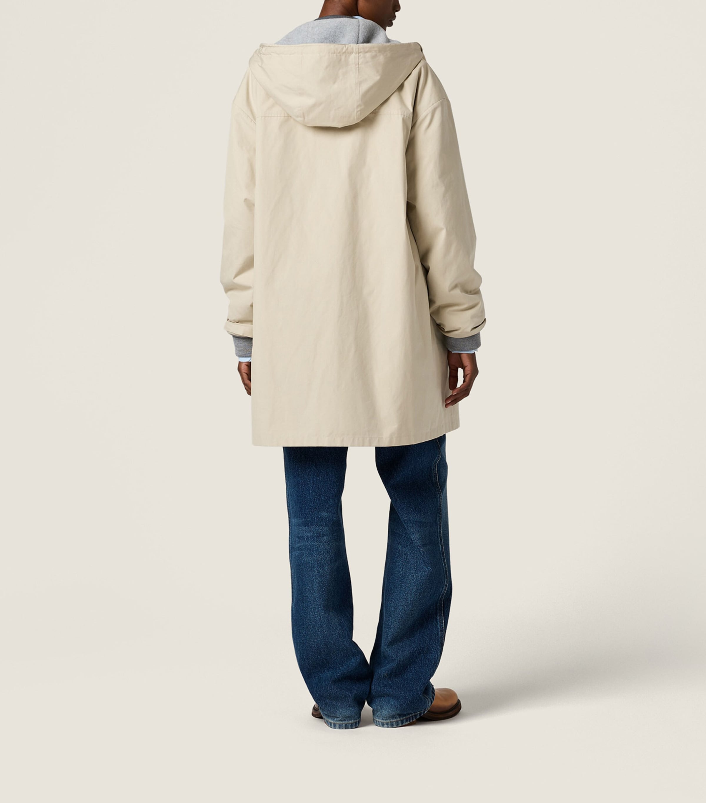 Miu Miu Womens Panama Cotton Hooded Jacket Neutral Image 3