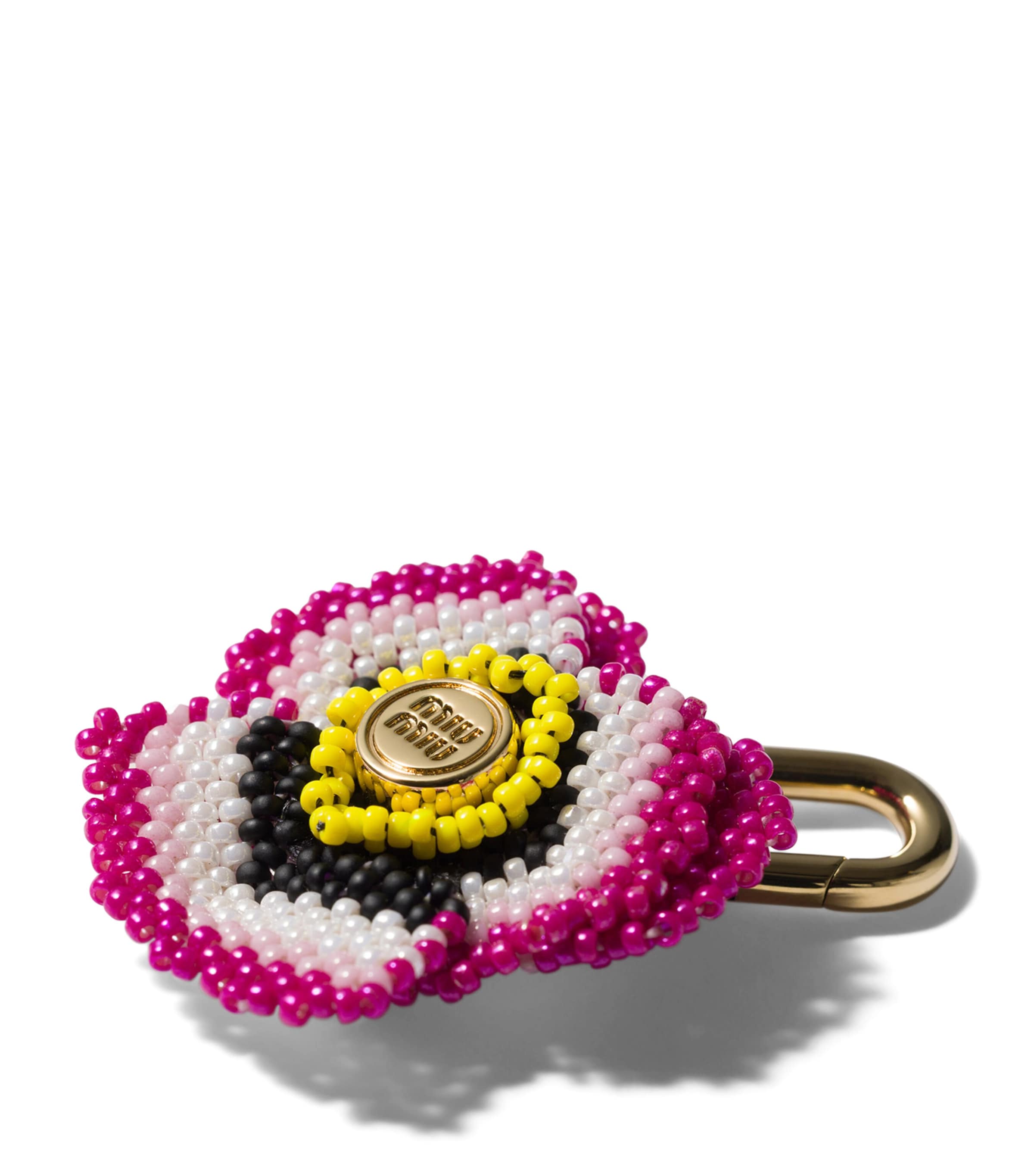 Miu Miu Beaded Flower Keyring Pink Image 2