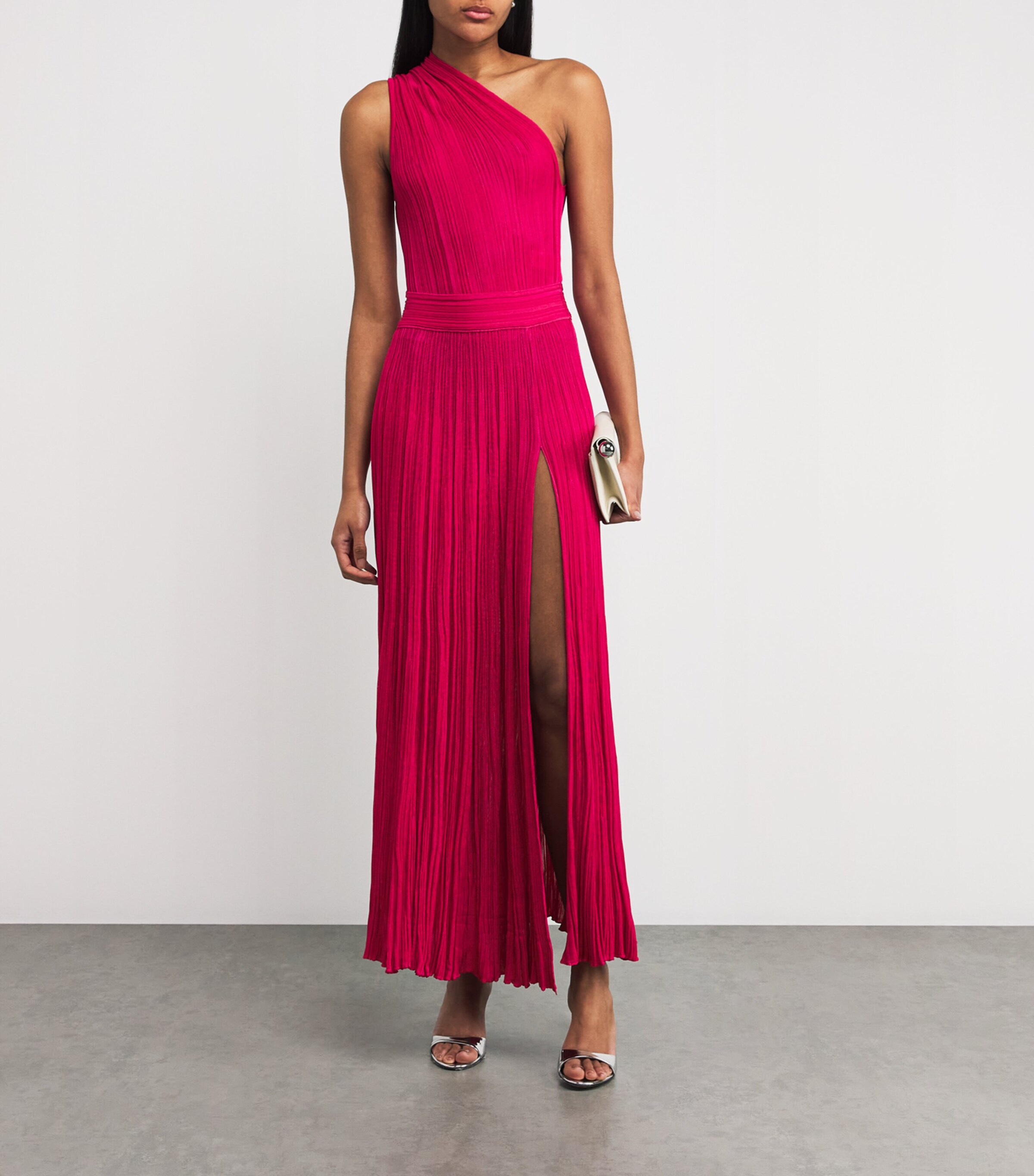 Knitted One-Shoulder Maxi Dress VAR 153 FUCHSIA Image 2