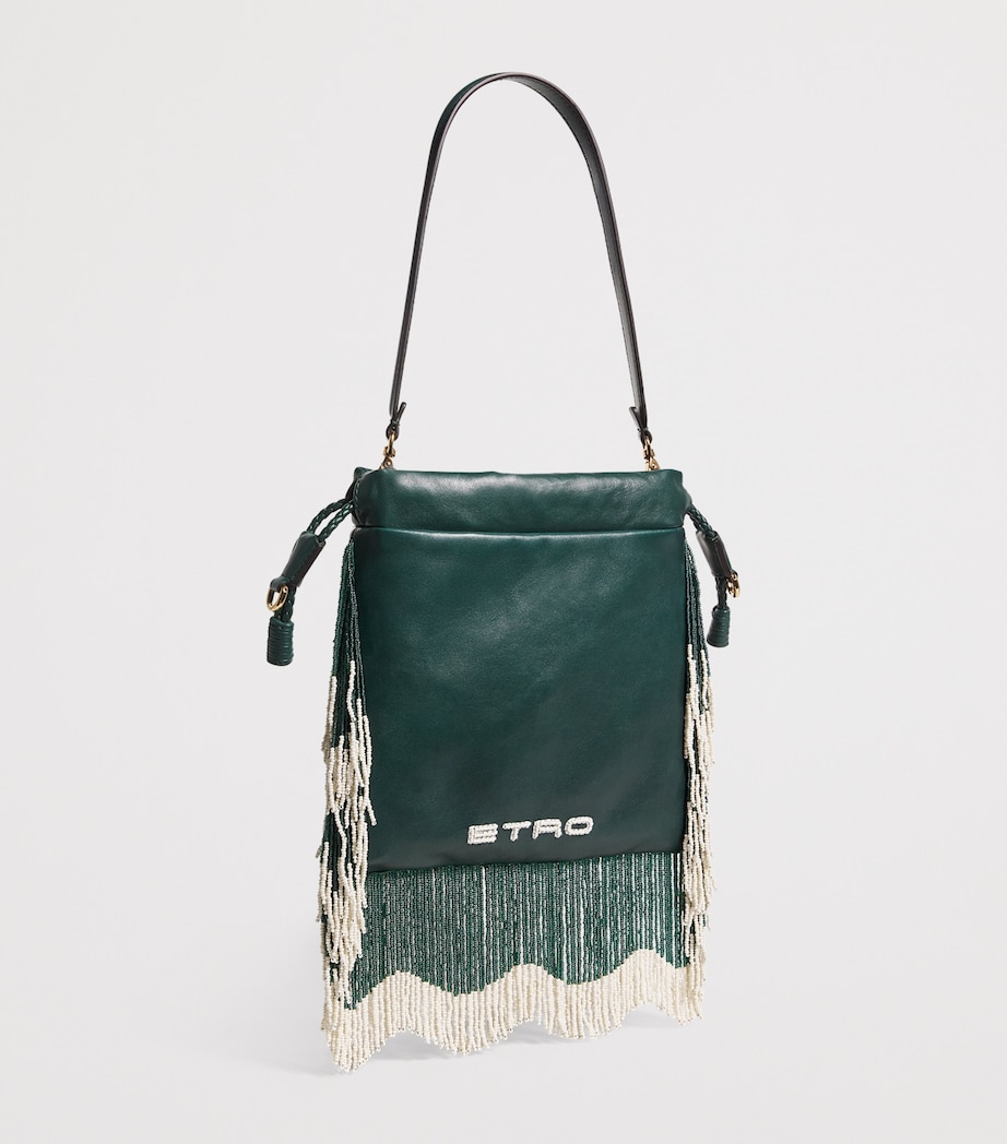 Leather Fringed Embellished Shoulder Bag V0403 Image 3