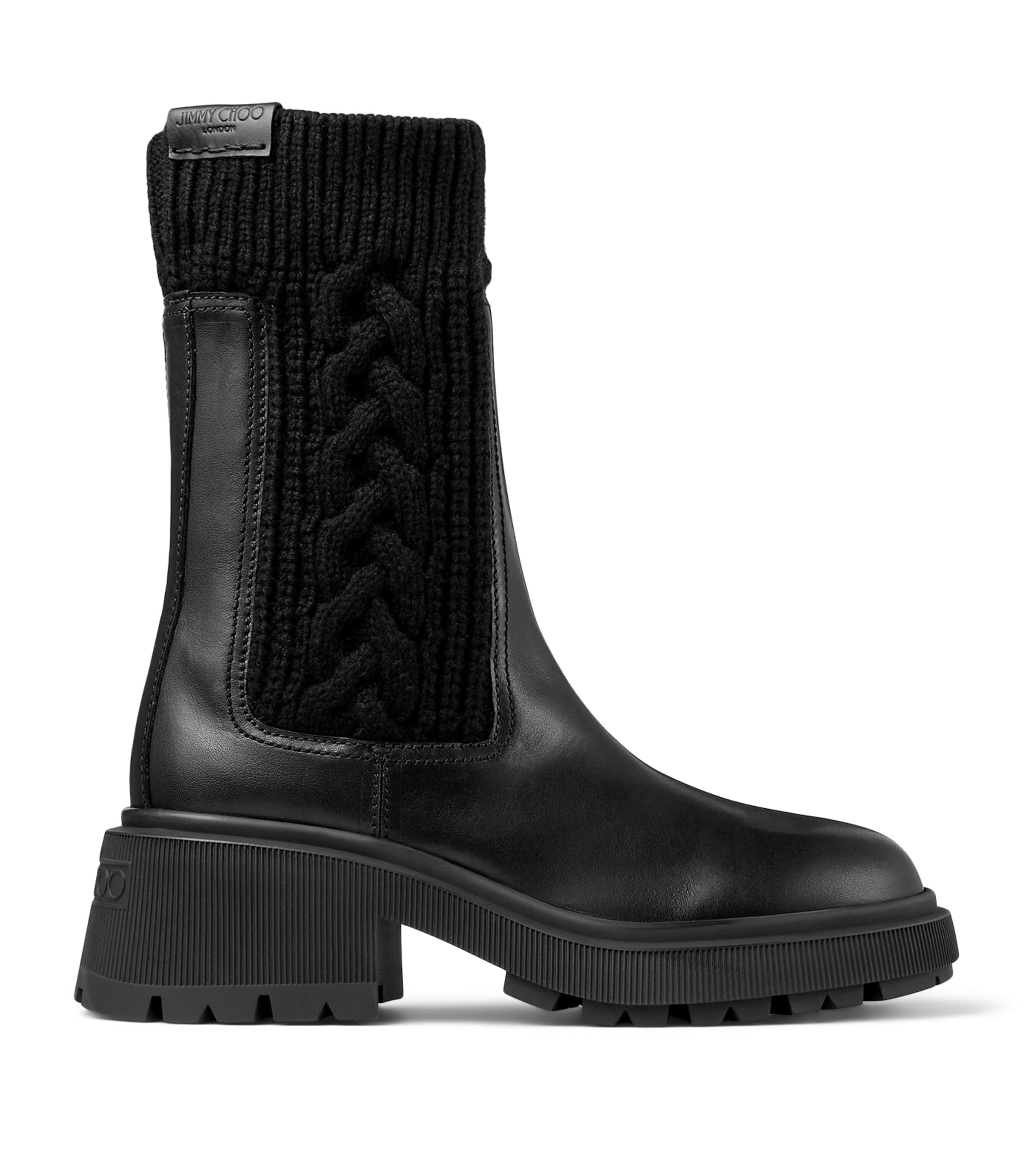 Jimmy Choo Tamia 70 Leather And Knit Boots In Black