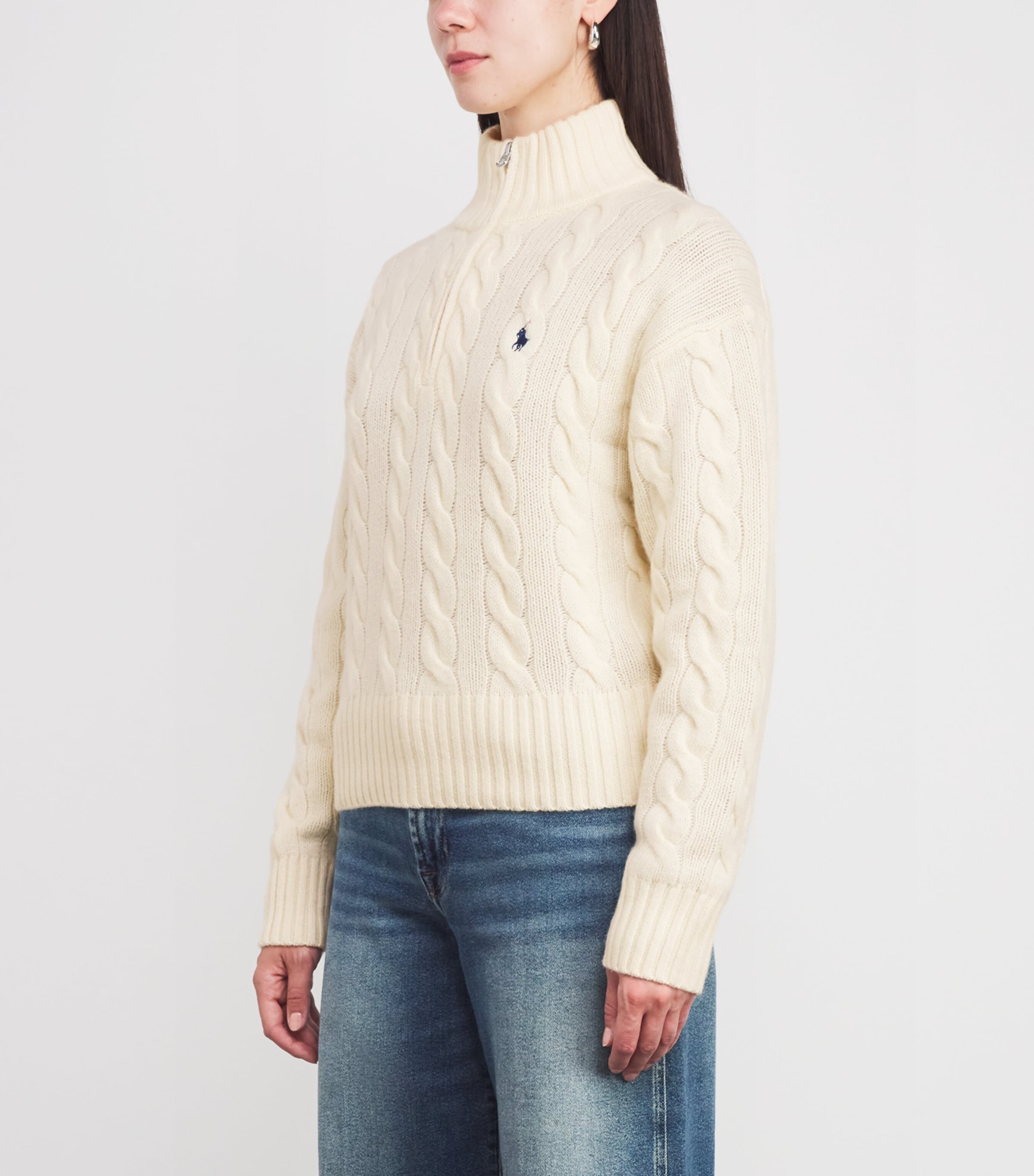 Polo Ralph Lauren Ivory Wool-Cashmere Quarter-Zip Sweater | Harrods US