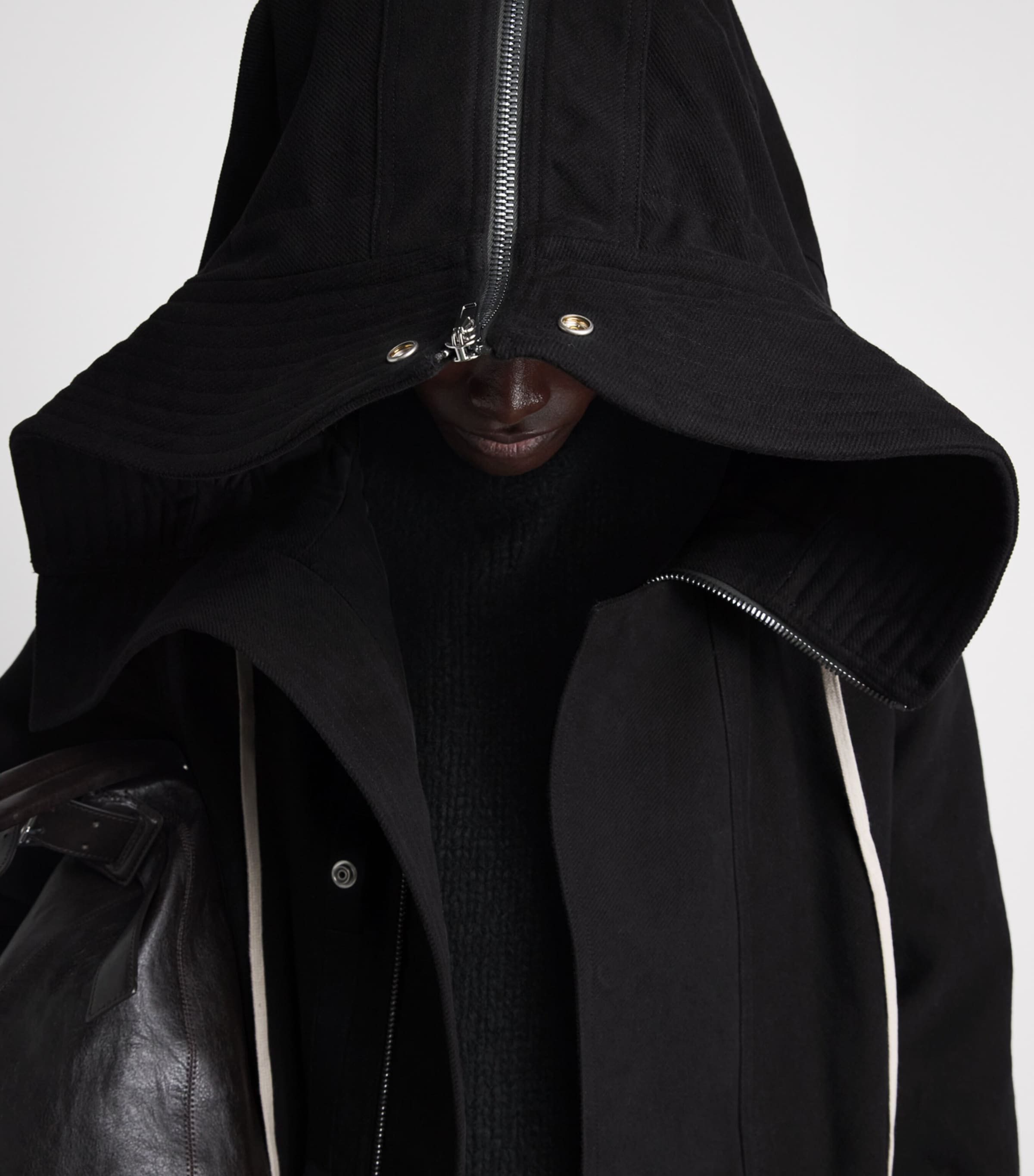 Rick Owens Mens Longline Padded Megaparka Coat Black Image 3