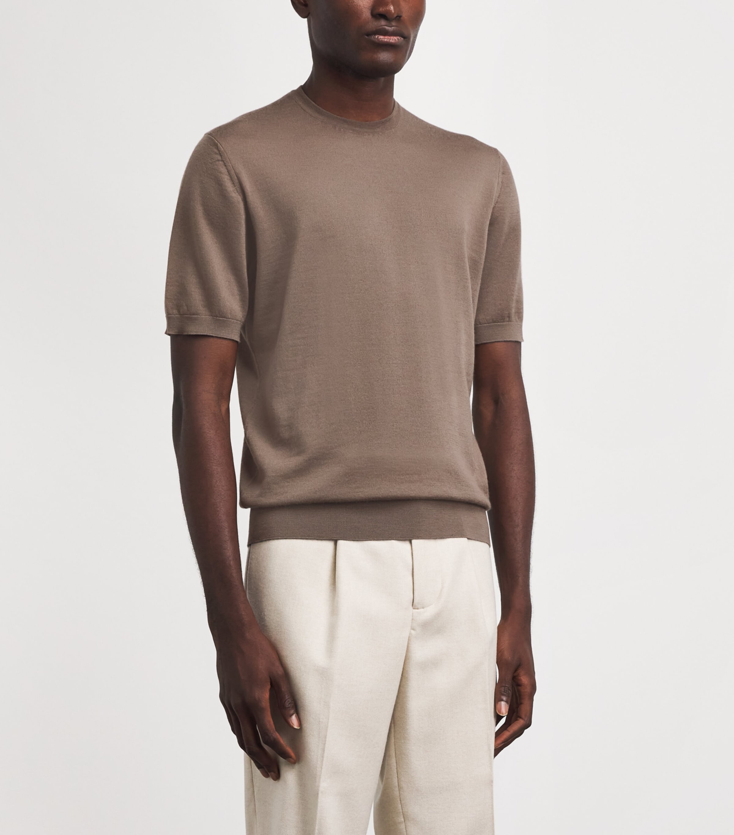 Colombo Mens Cashmere T-Shirt Brown Image 4