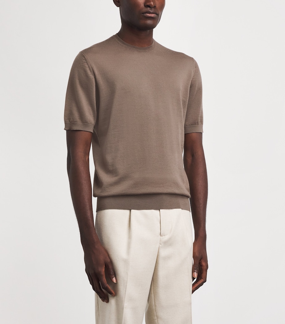 Colombo Mens Cashmere T-Shirt Brown Image 4