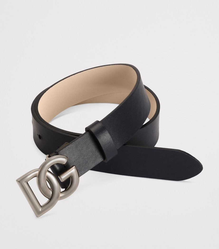 Dolce&Gabbana Kids Leather DG Logo Belt Blue Image 2
