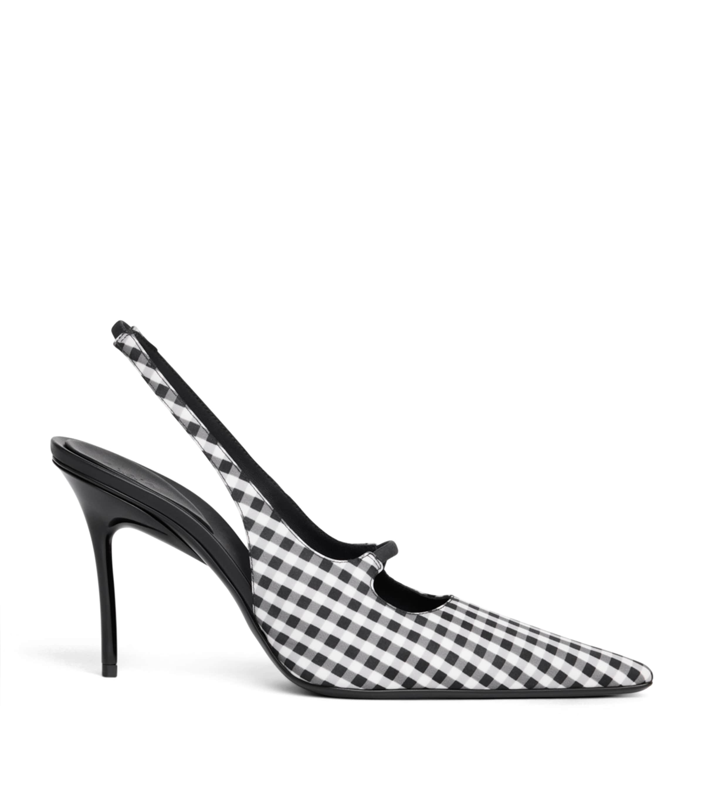 Alaïa Vichy Print Drop Slingback Pumps 80 Black/white Image 1