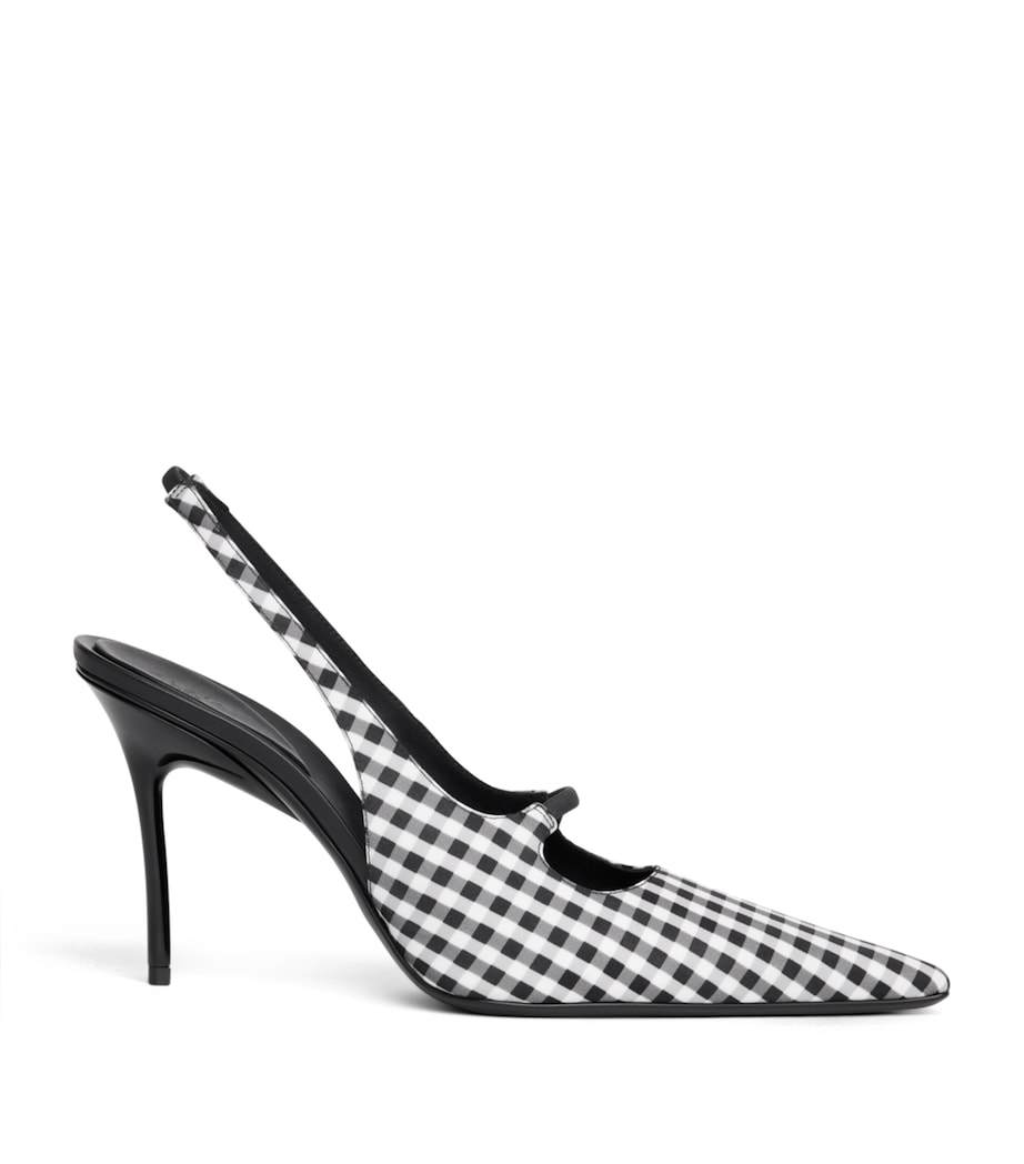 Alaïa Vichy Print Drop Slingback Pumps 80 Black/white Image 1