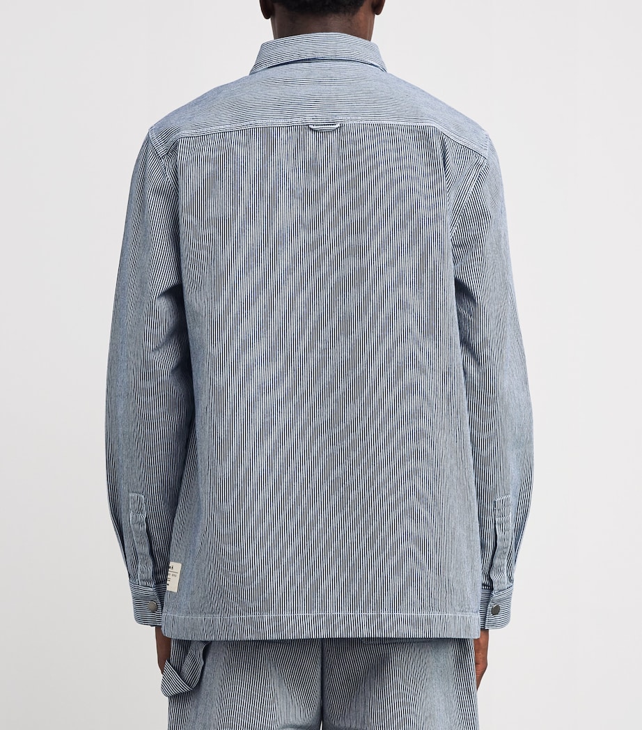 Cotton Stripe Tindale Overshirt BLEACHED BLUE Image 4