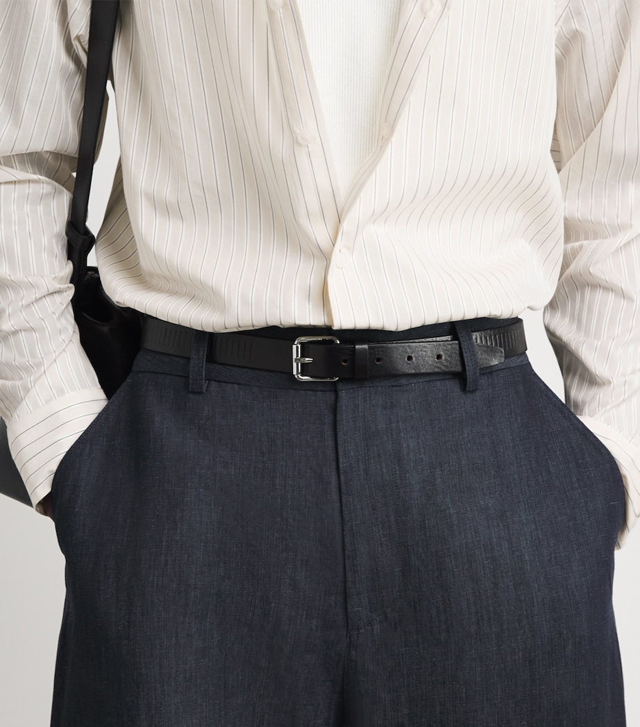 Simkhai Mens Cotton-Blend Pinstripe Shirt Ivory Stripe Image 3