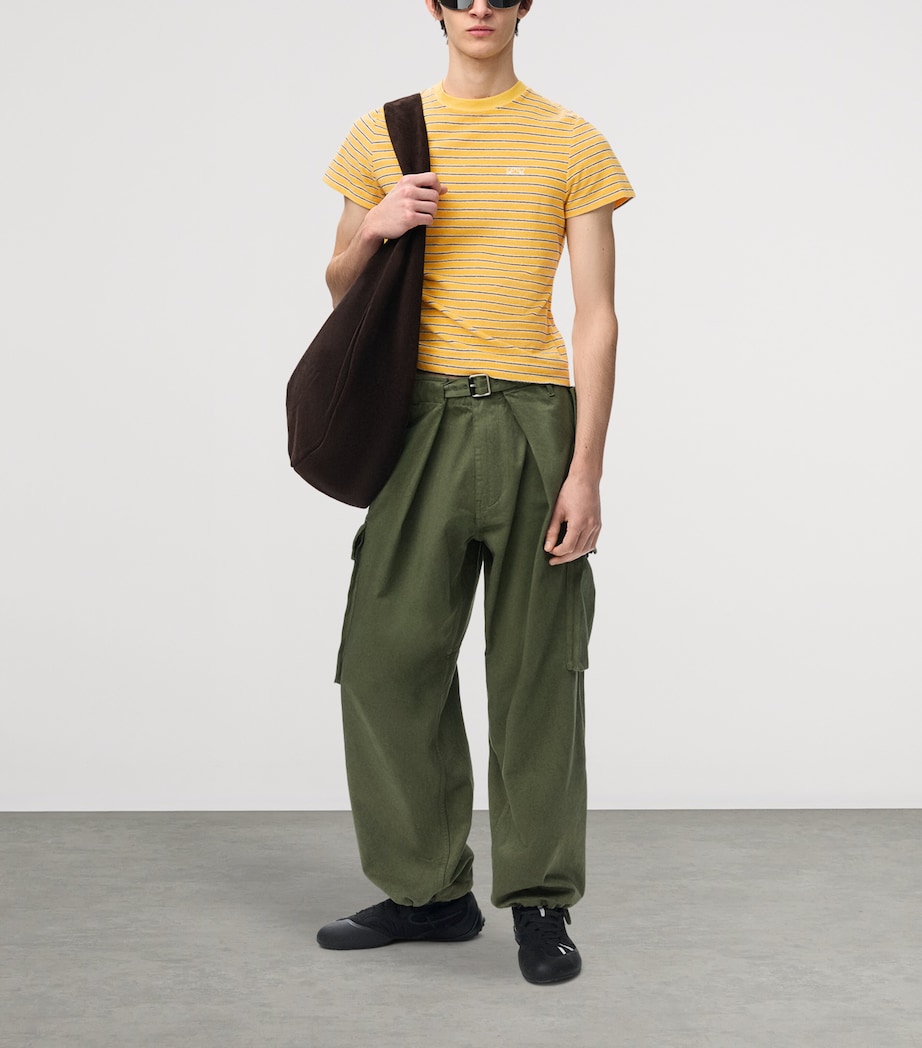 LOEWE Mens Cotton-Blend Stripe T-Shirt Yellow/navy Image 2